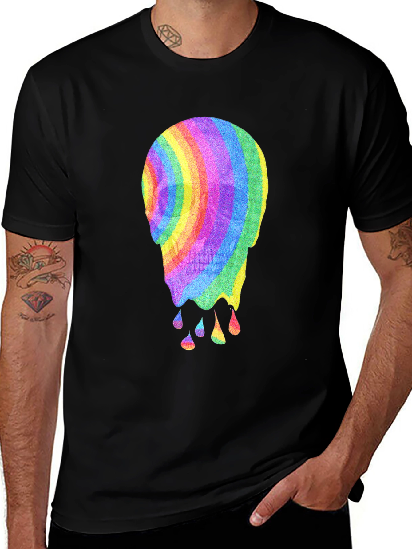 Rainbow Melting Skull Graphic Tee
