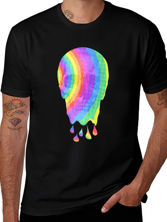 Rainbow Melting Skull Graphic Tee