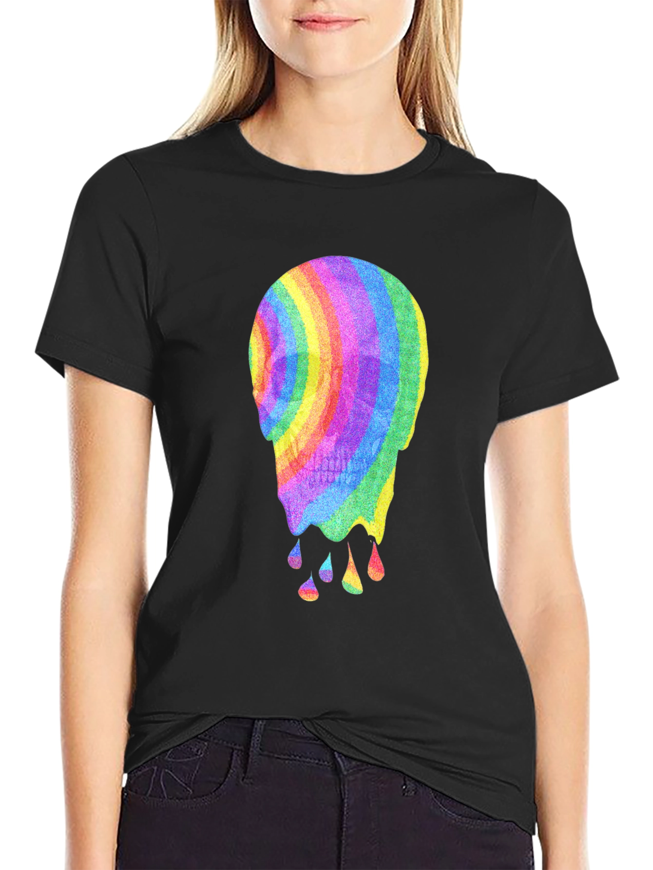 Rainbow Melting Skull Graphic Tee