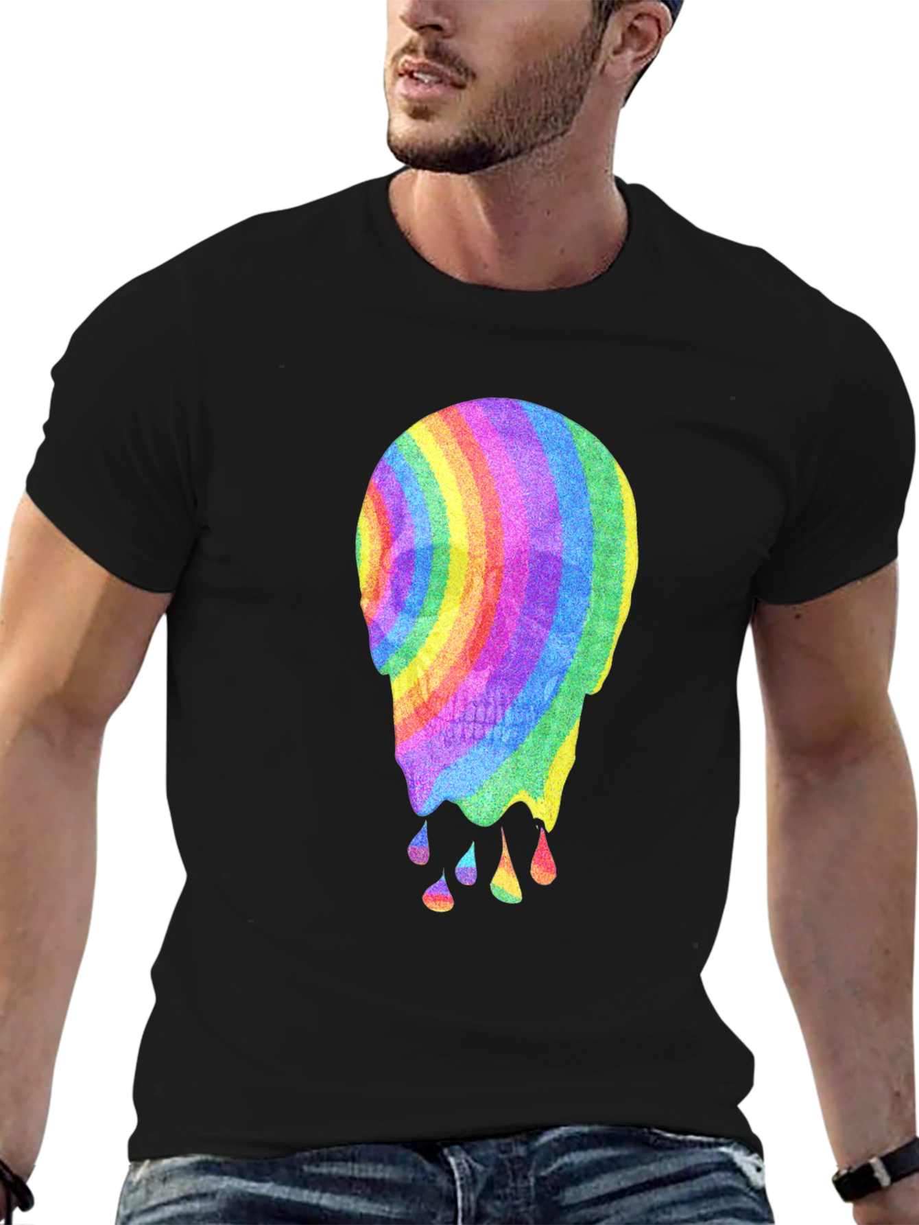Rainbow Melting Skull Graphic Tee