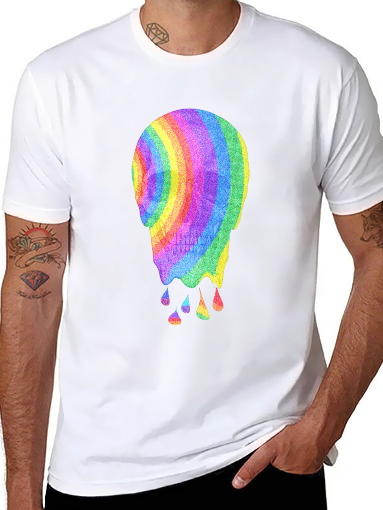 Rainbow Melting Skull Graphic Tee