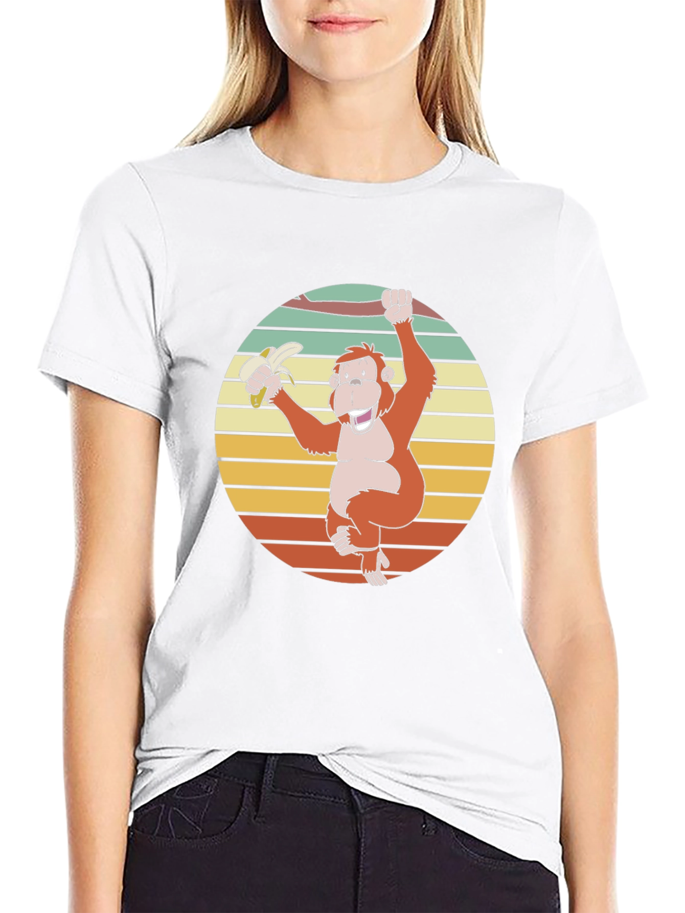 Retro Monkey Banana Graphic T-Shirt