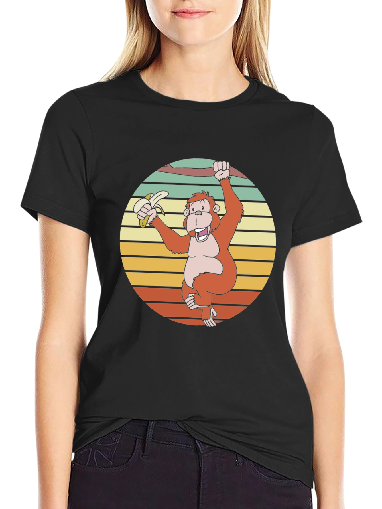 Retro Monkey Banana Graphic T-Shirt