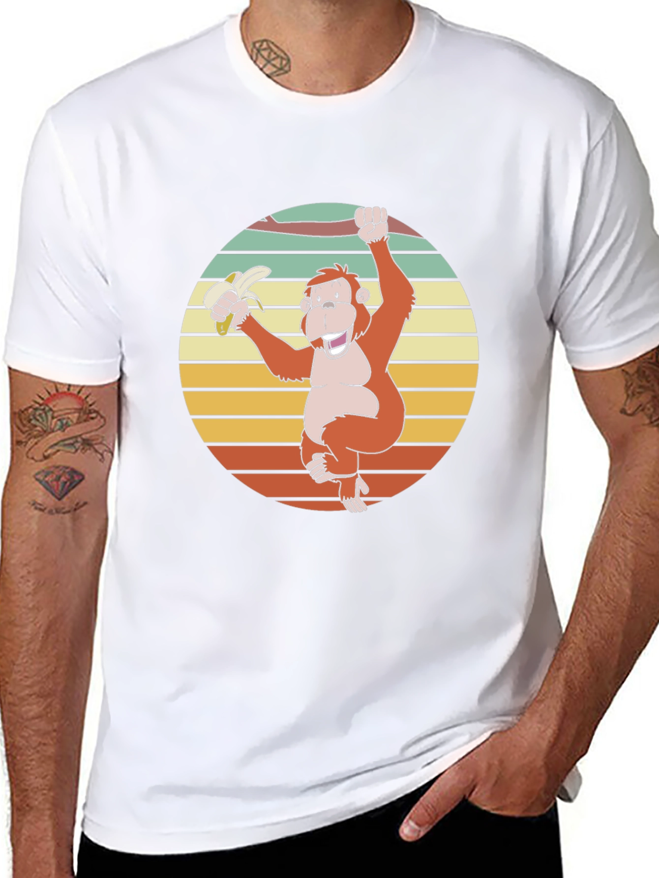 Retro Monkey Banana Graphic T-Shirt