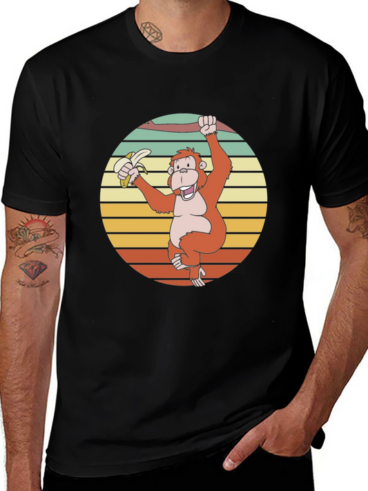 Retro Monkey Banana Graphic T-Shirt