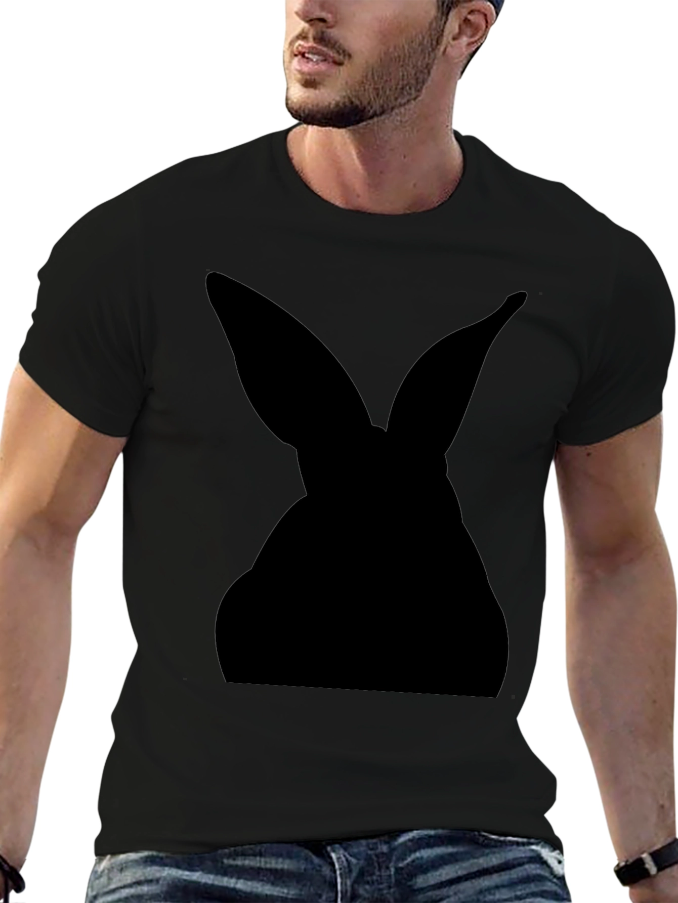 Black Rabbit Silhouette Graphic Tee - Easter Gift