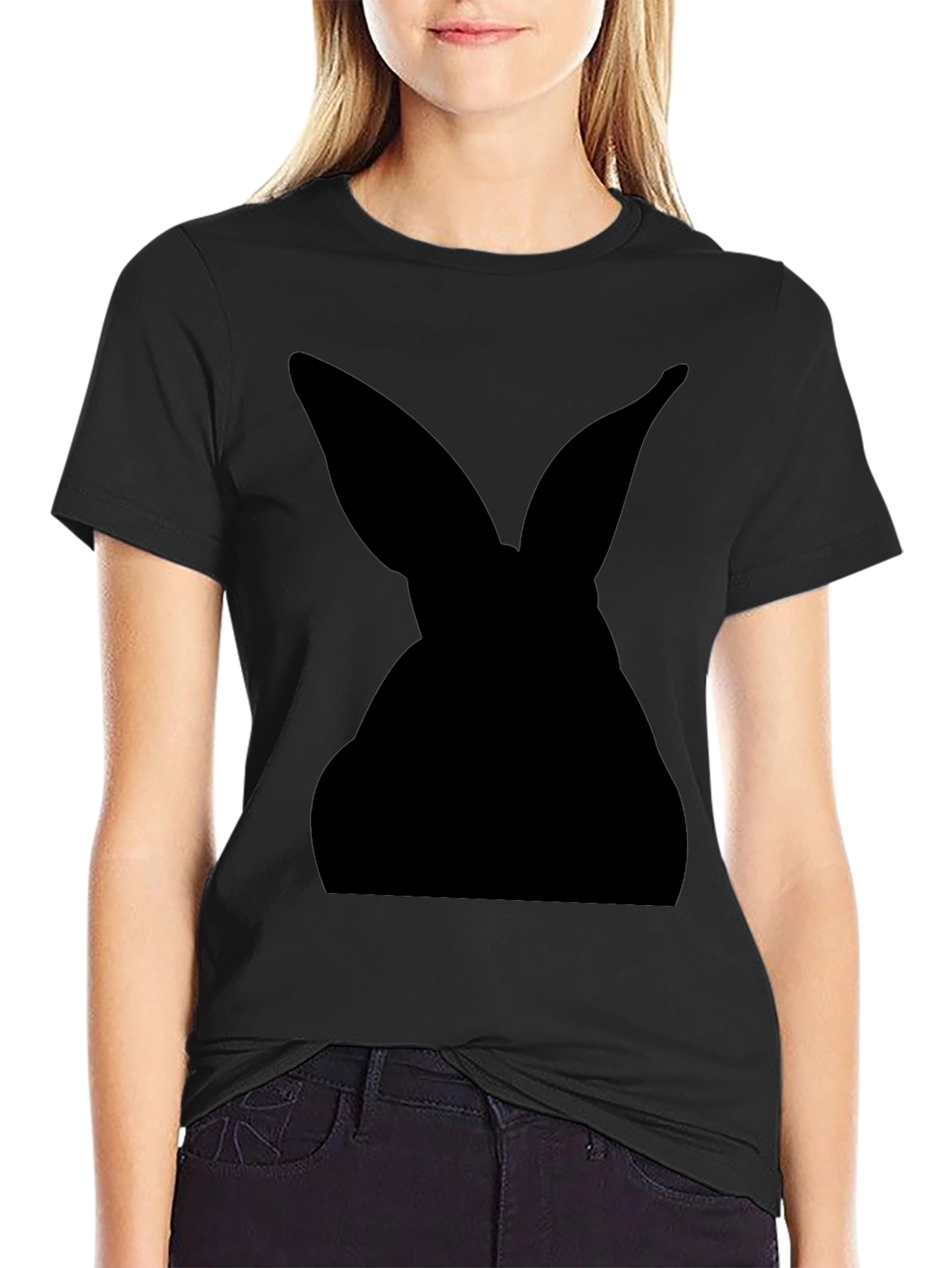 Black Rabbit Silhouette Graphic Tee - Easter Gift