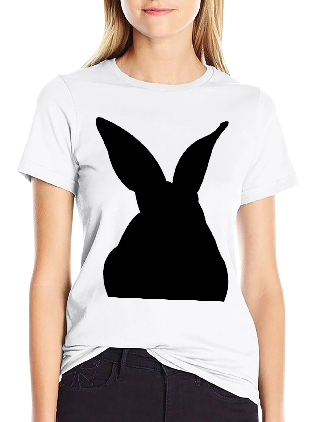 Black Rabbit Silhouette Graphic Tee - Easter Gift