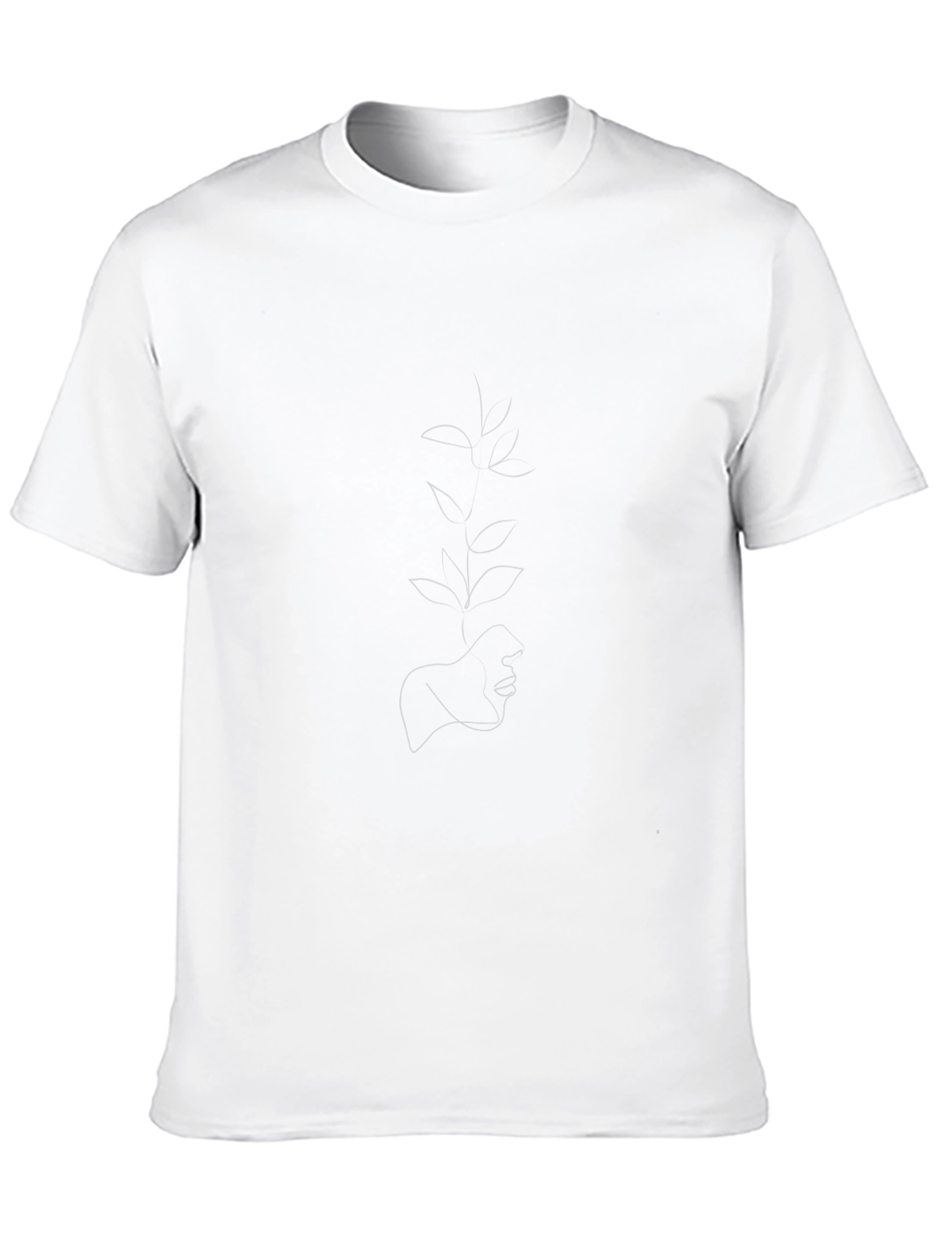 Minimalist Face & Foliage Black T-Shirt