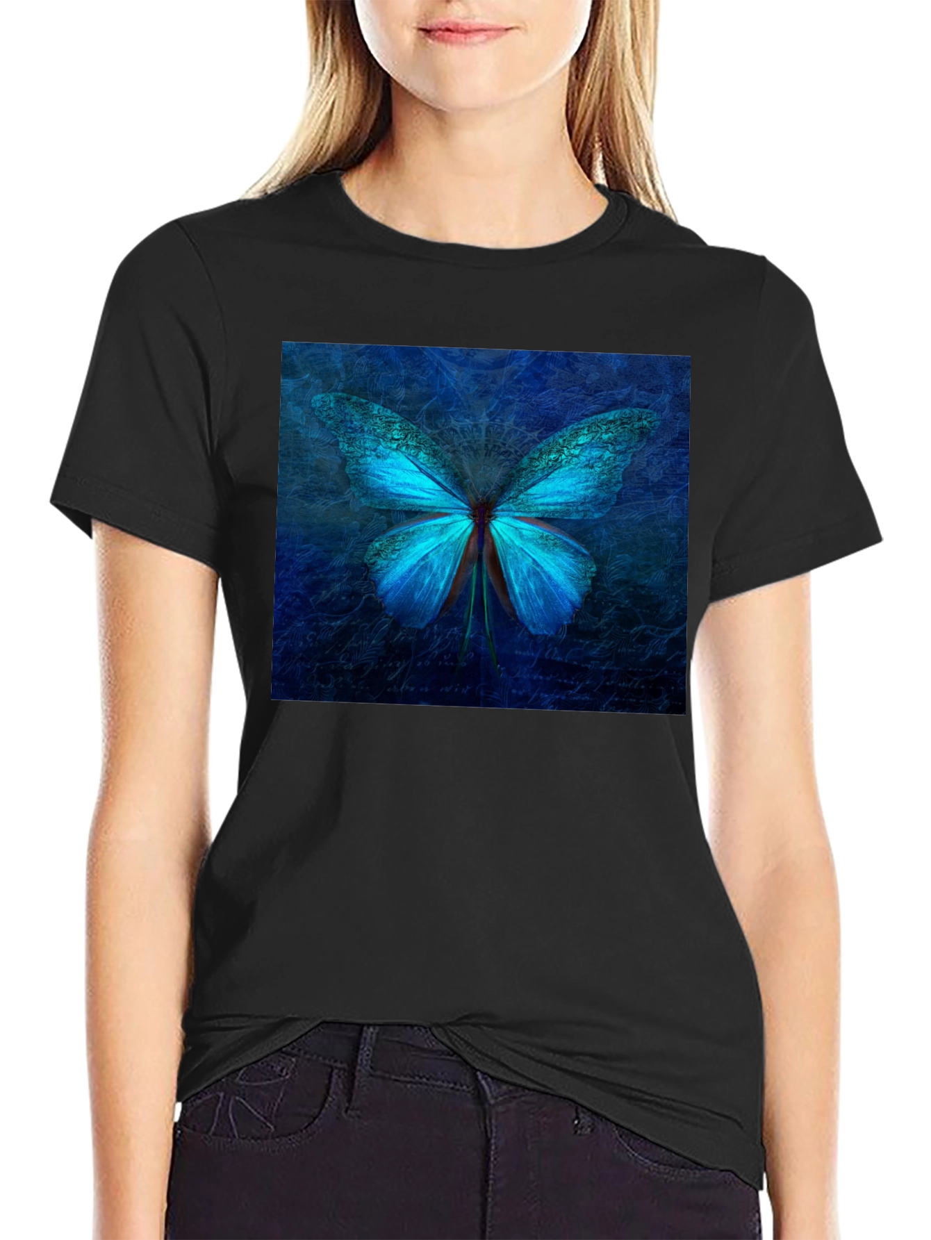 Butterfly Graphic Tee - Stylish Black Cotton T-Shirt