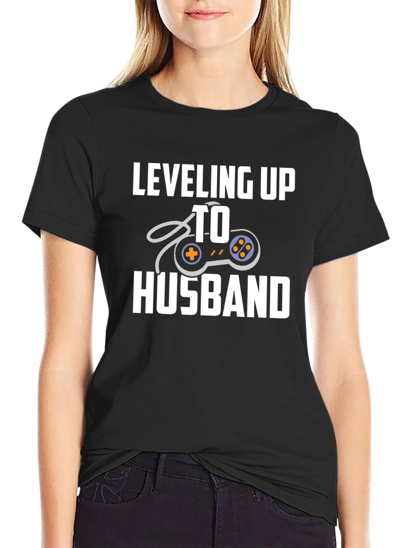 Leveling Up To Husband Gamer T-Shirt - Black
