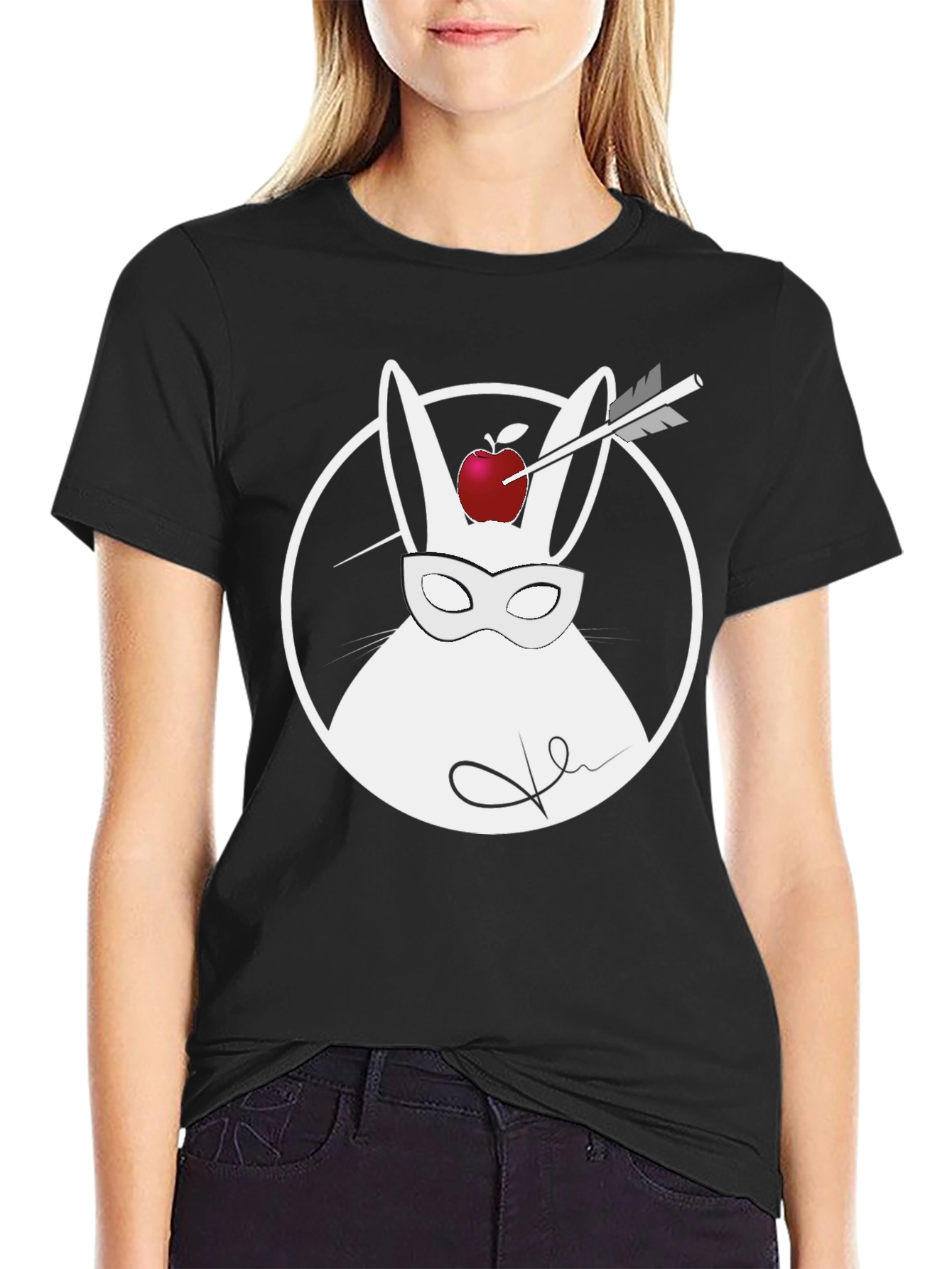 Rabbit Archer Graphic Tee - Black Cotton Shirt