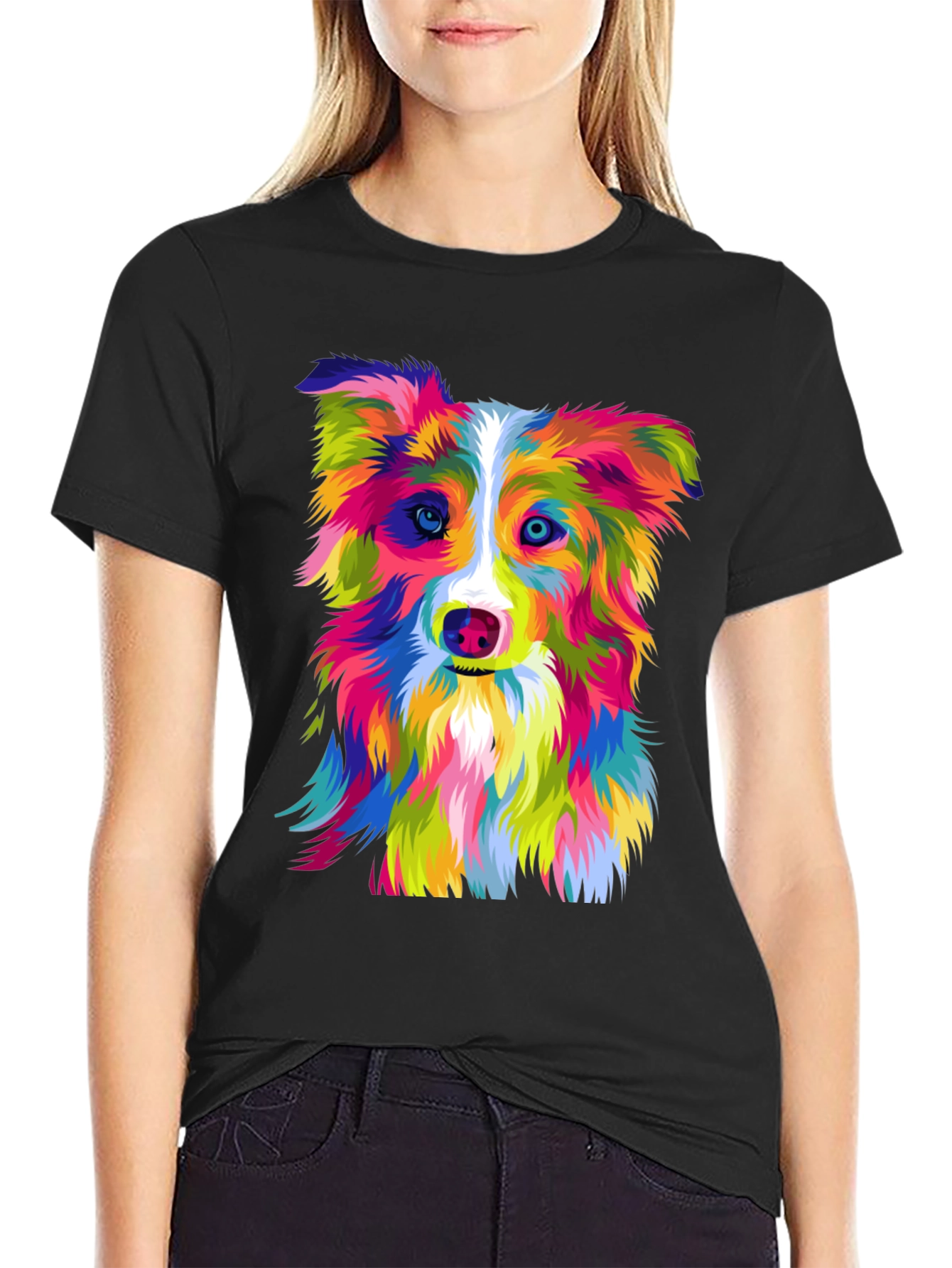 Colorful Dog Graphic T-Shirt