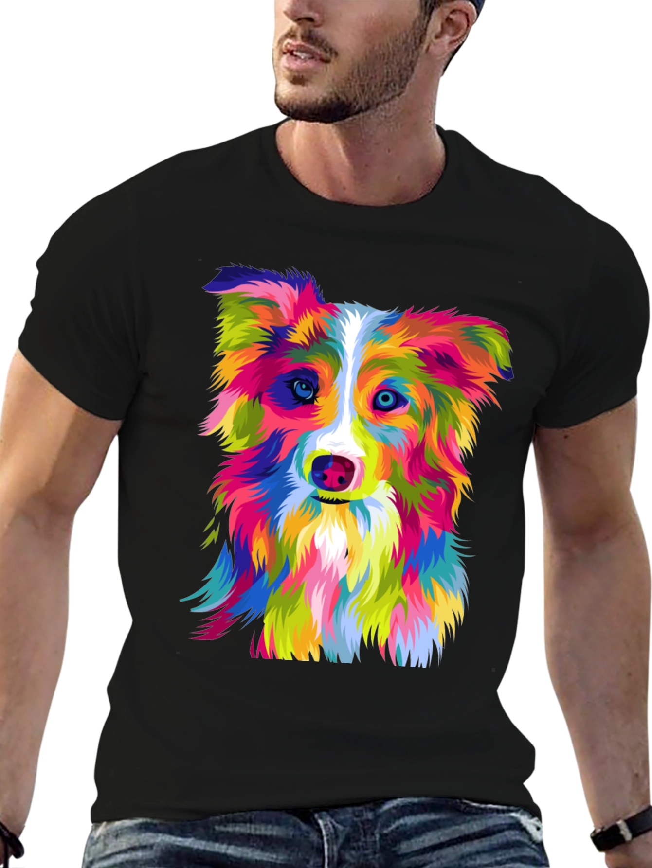 Colorful Dog Graphic T-Shirt