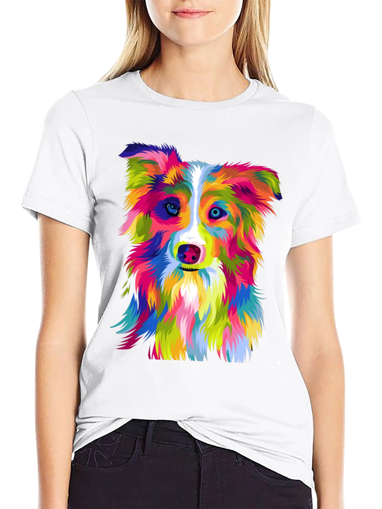 Colorful Dog Graphic T-Shirt