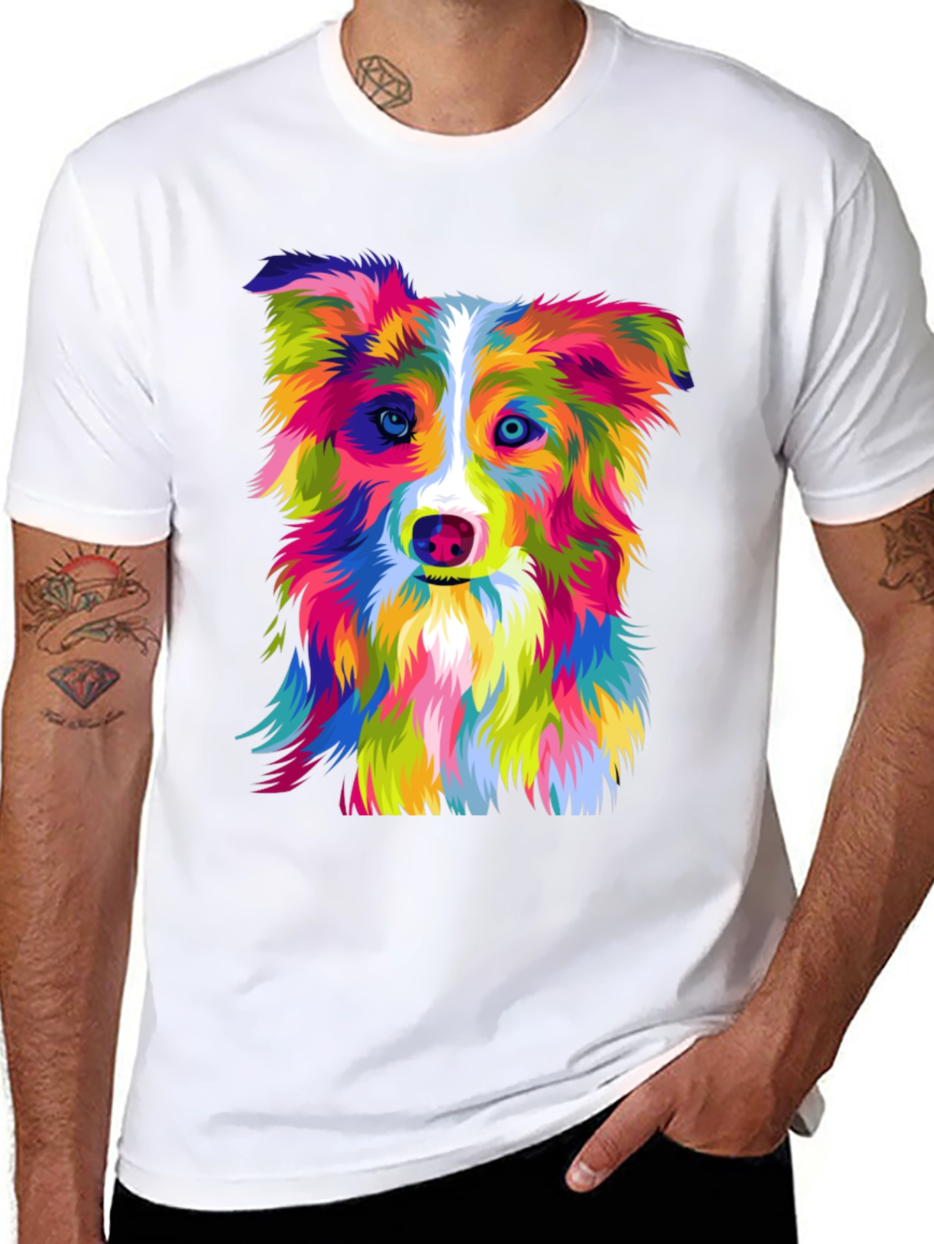 Colorful Dog Graphic T-Shirt