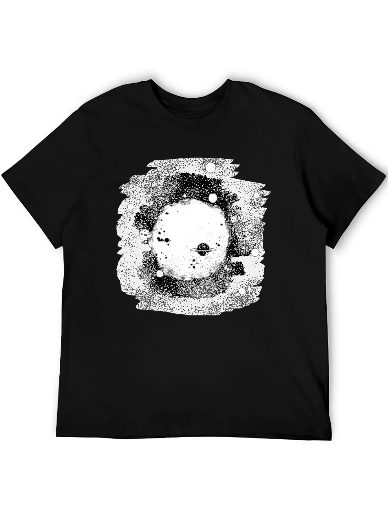 Galaxy Planet Black Graphic T-Shirt