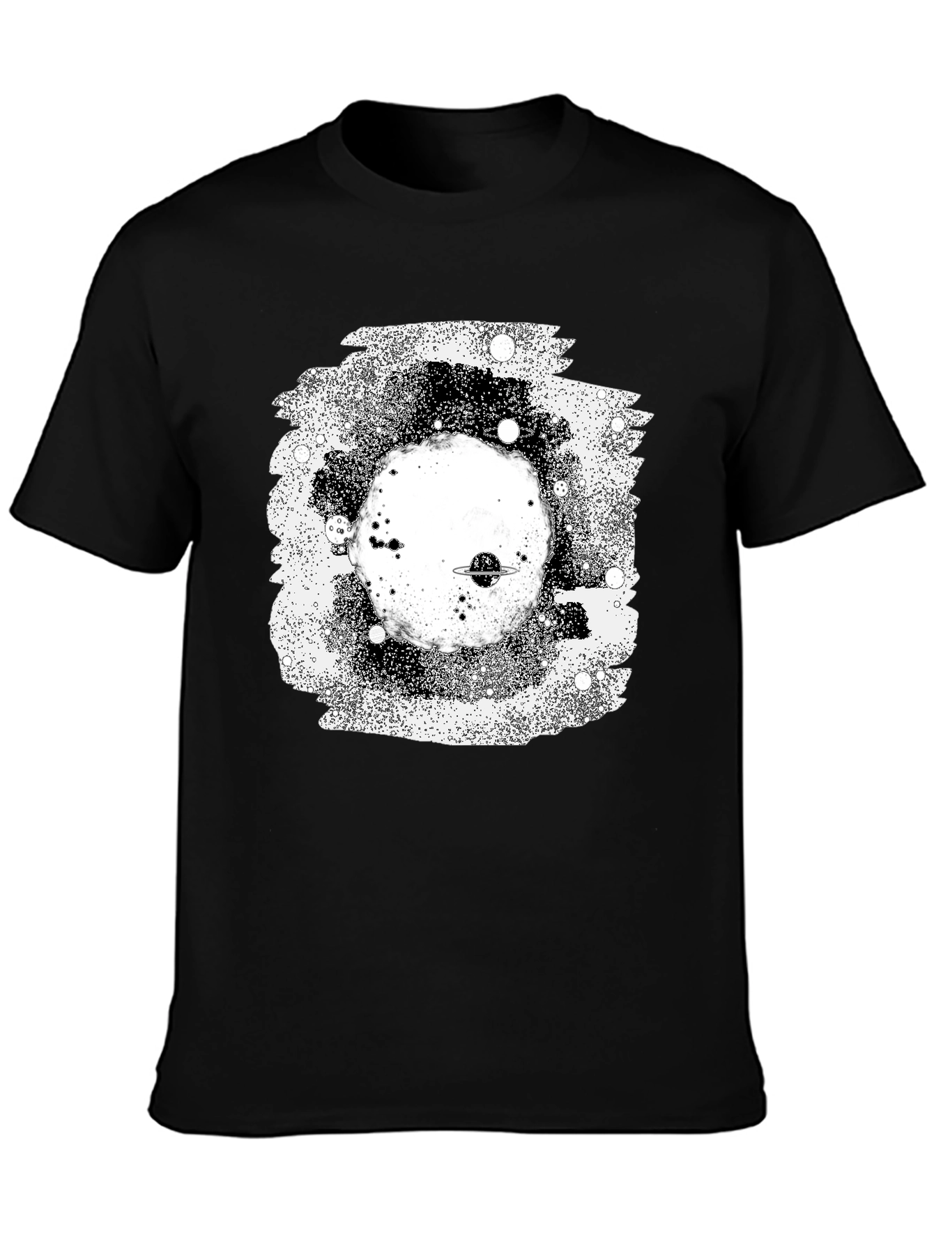Galaxy Planet Black Graphic T-Shirt