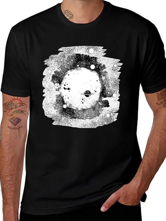Galaxy Planet Black Graphic T-Shirt