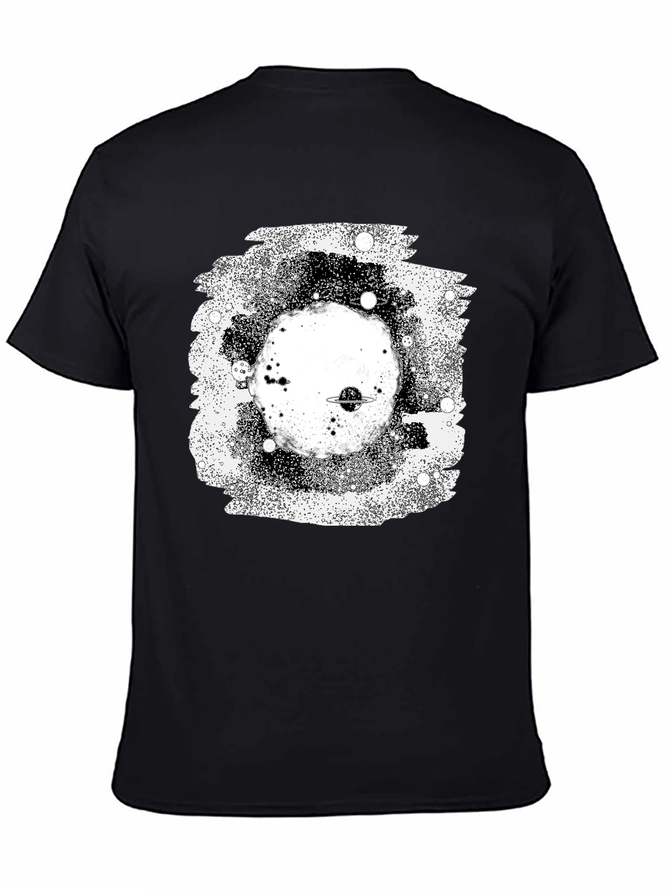 Galaxy Planet Black Graphic T-Shirt