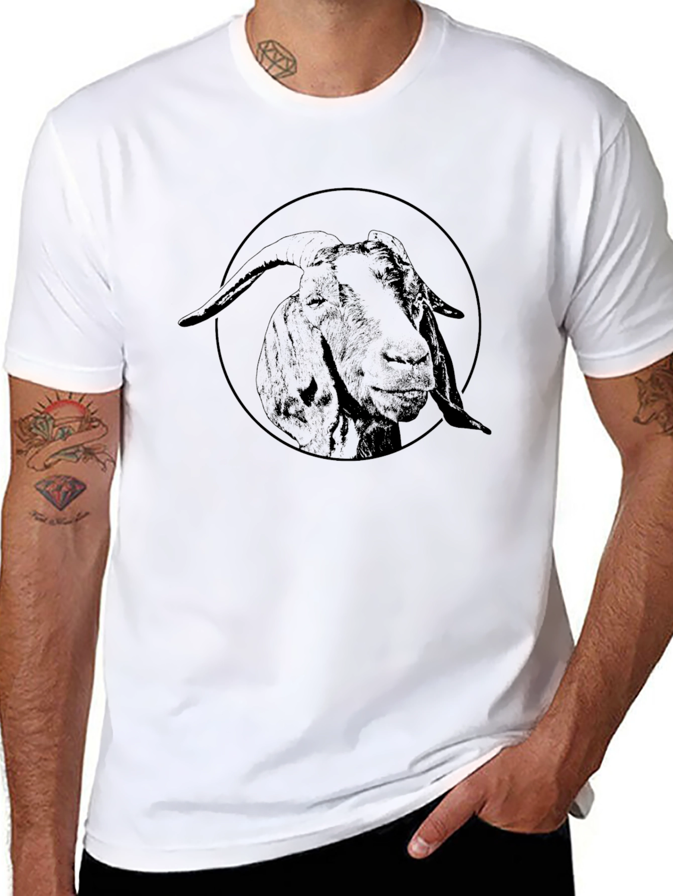 Goat Graphic Tee - Black Crew Neck T-Shirt