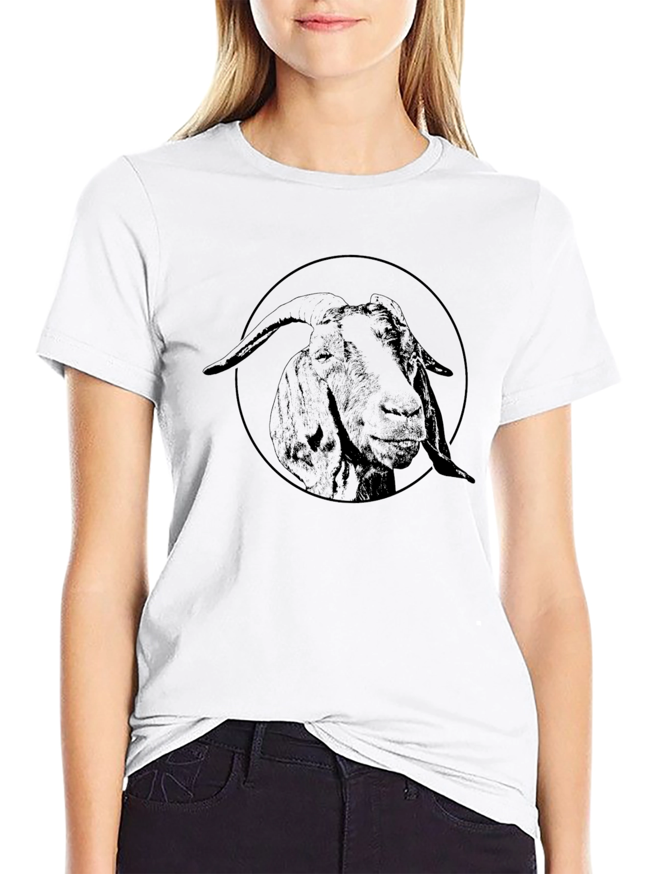 Goat Graphic Tee - Black Crew Neck T-Shirt