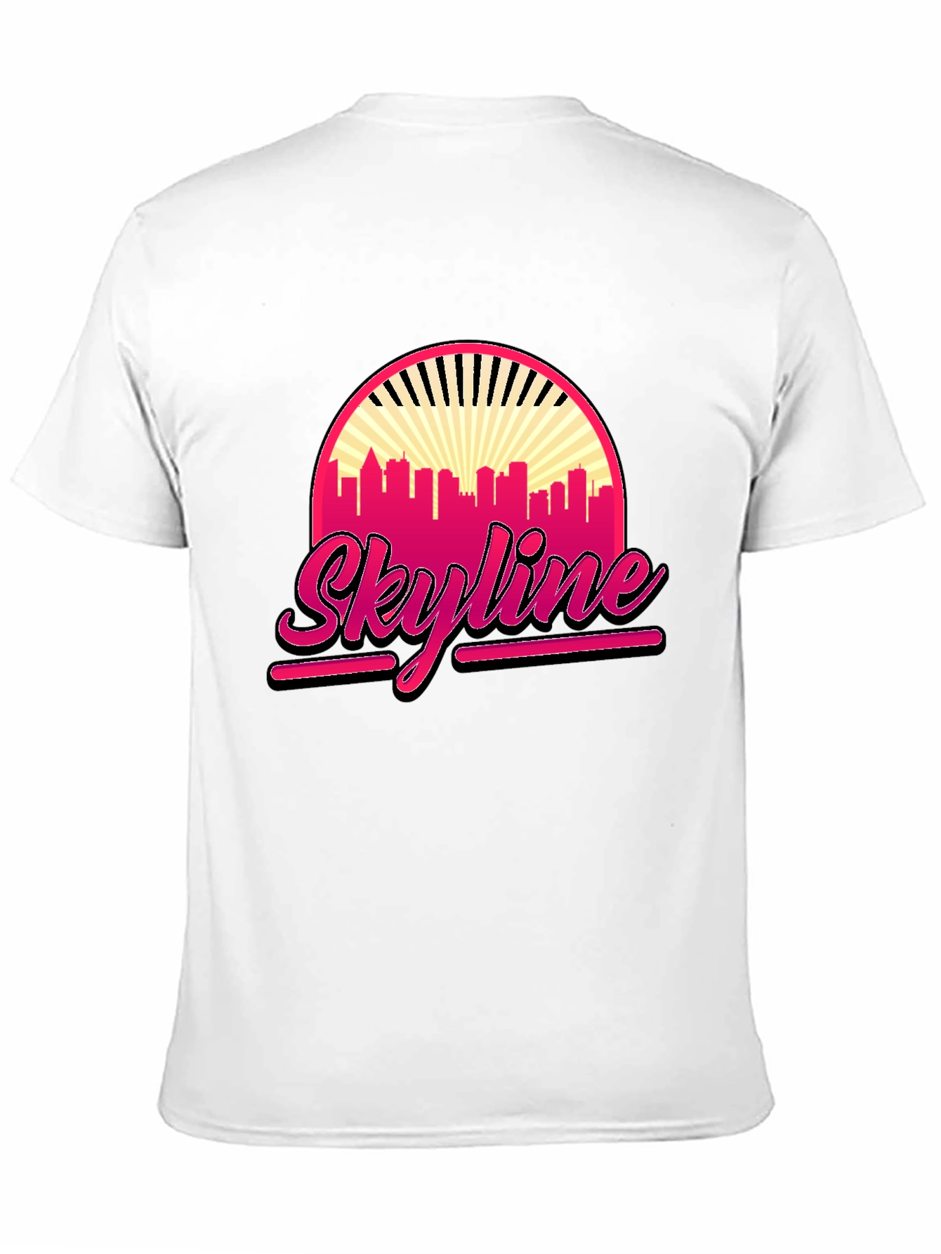 Retro Skyline Graphic Tee - Black Cotton T-Shirt