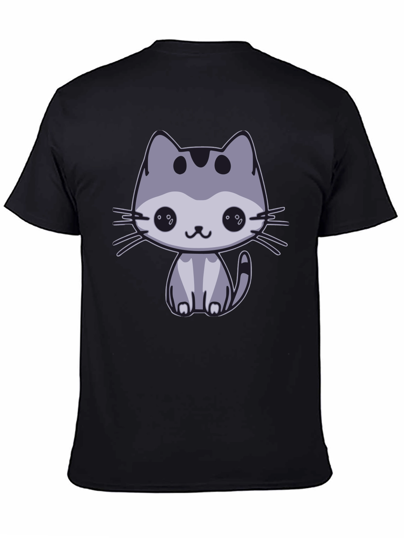 Cute Cat Graphic Black T-Shirt