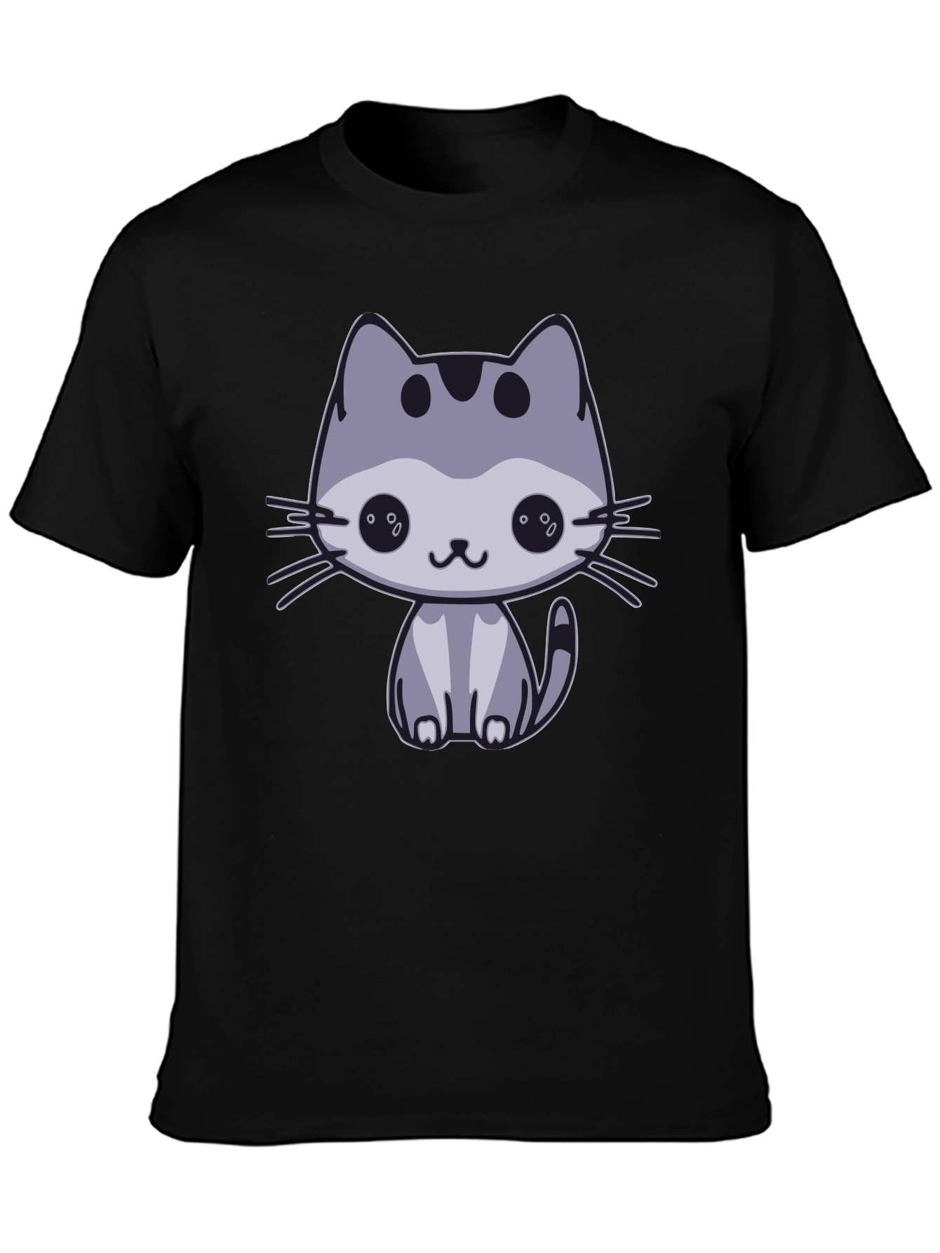 Cute Cat Graphic Black T-Shirt