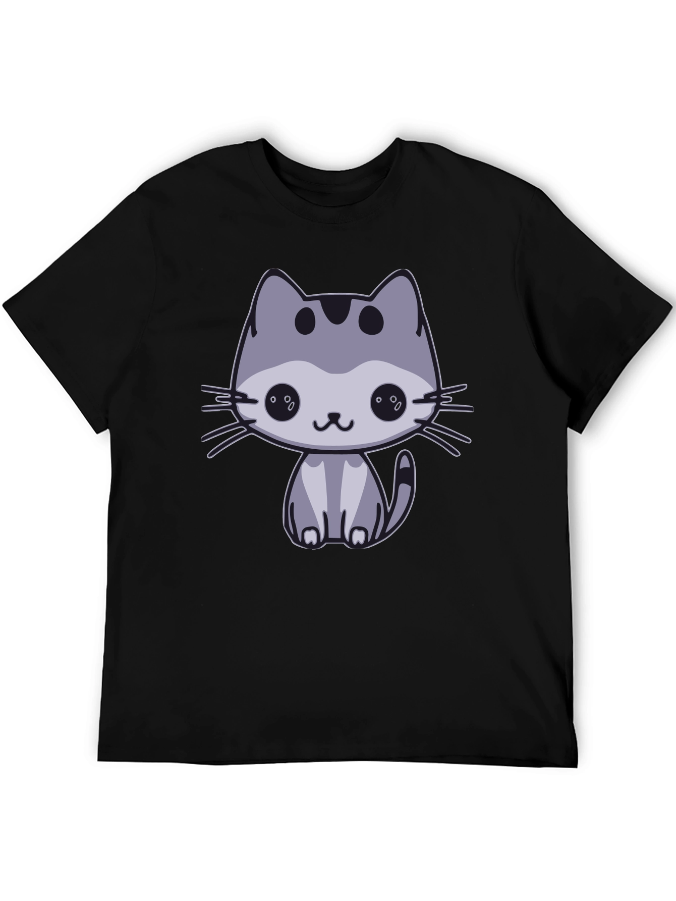Cute Cat Graphic Black T-Shirt