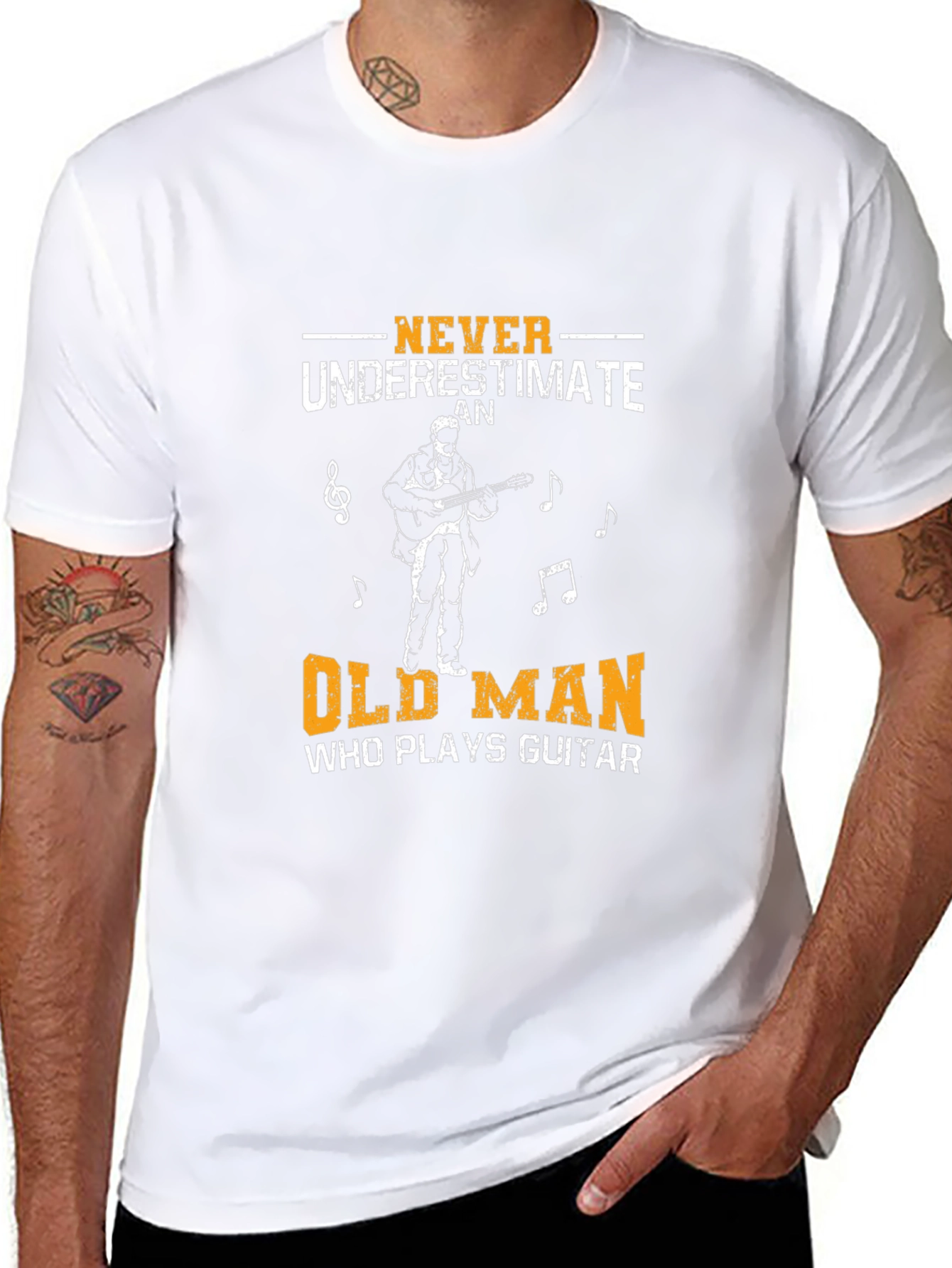 Never Underestimate Old Man Guitar T-Shirt