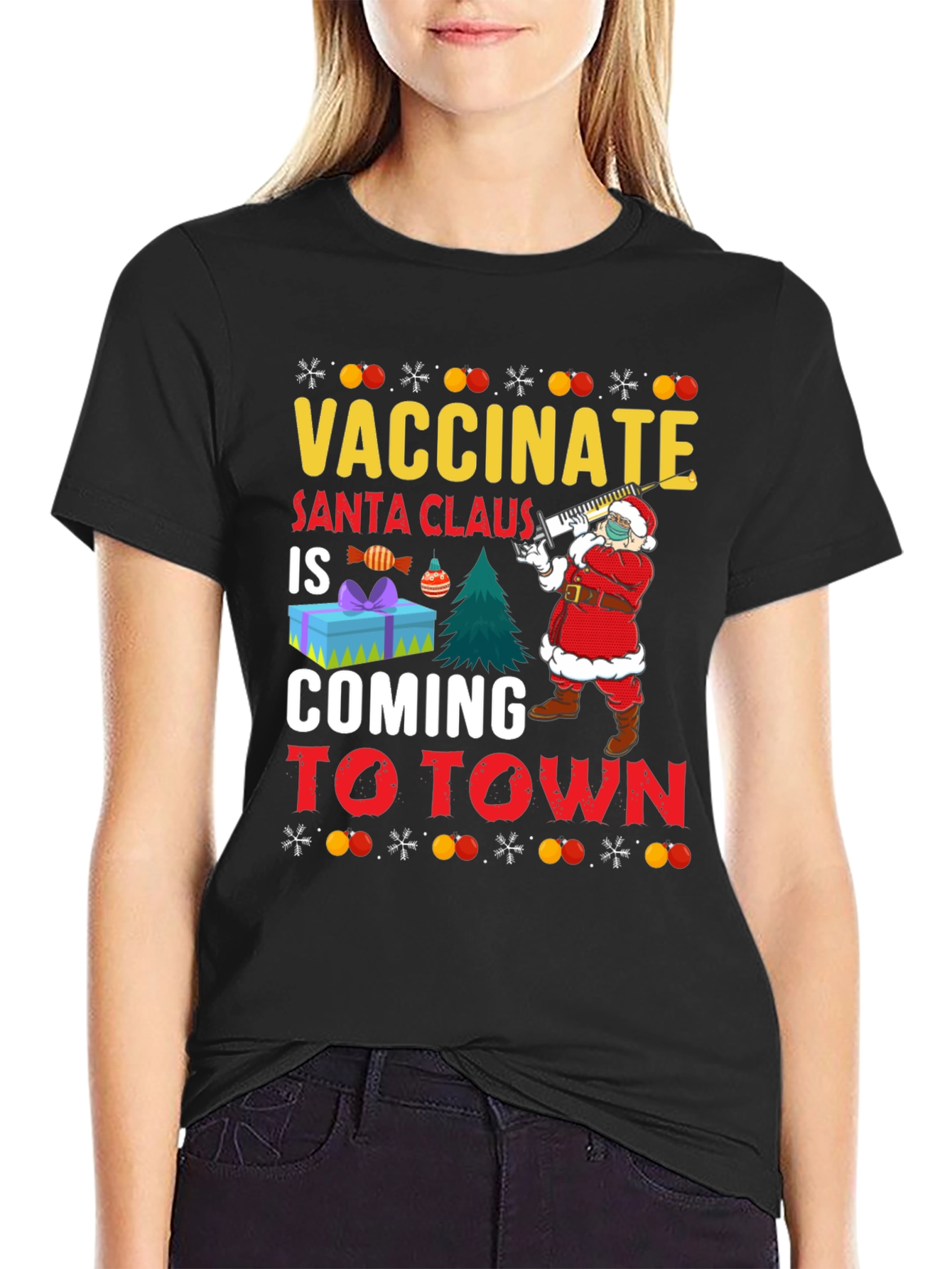 Vaccinate Santa Claus T-Shirt Holiday Season
