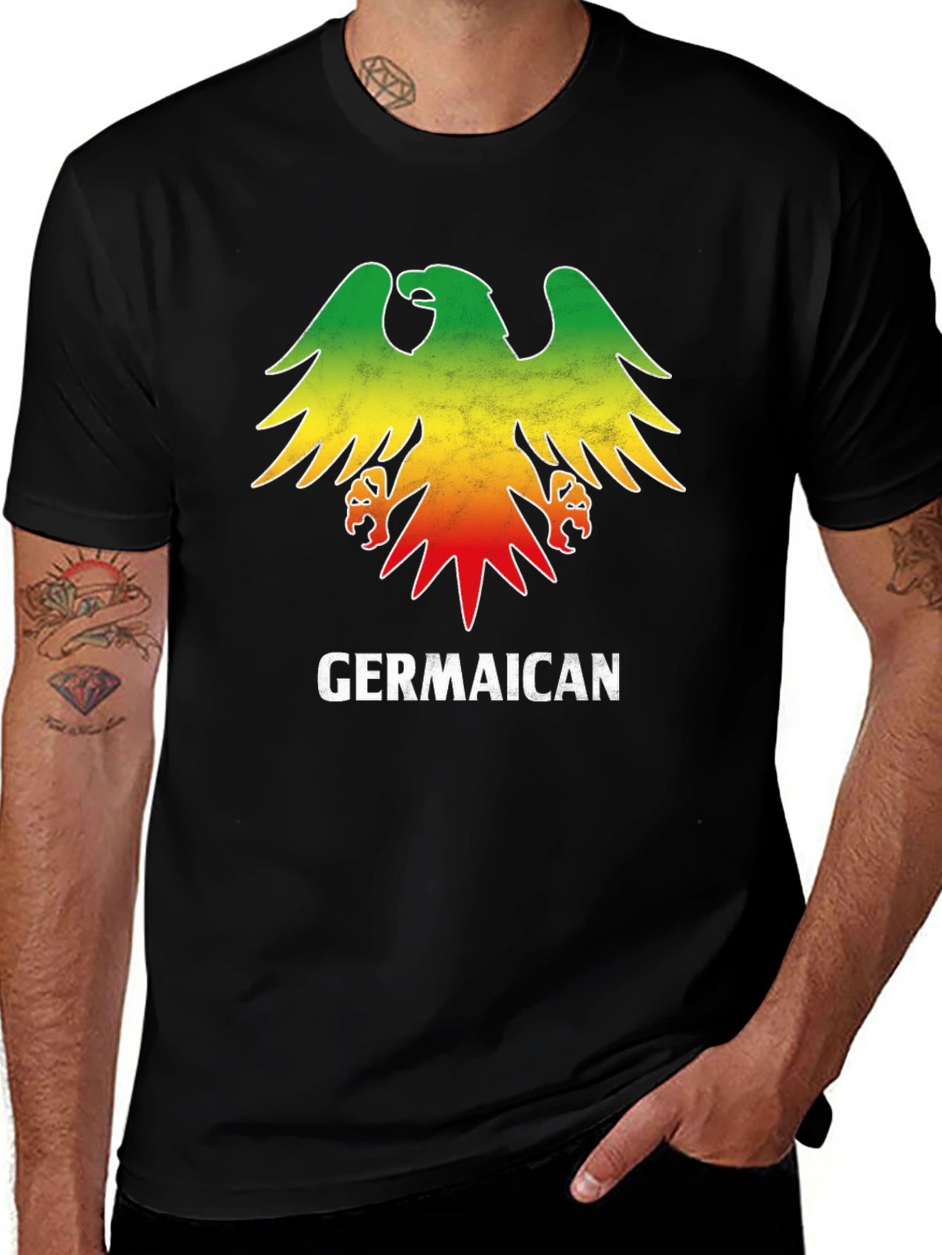 Germaican T-Shirt - German Jamaican Flag Eagle
