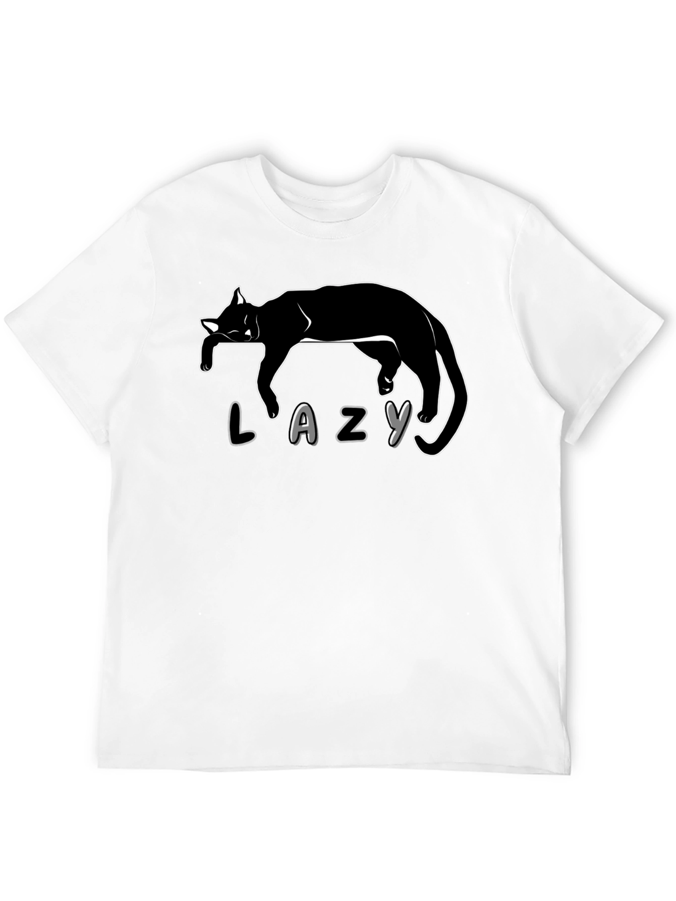 Lazy Cat Graphic T-Shirt - Unisex Black Tee