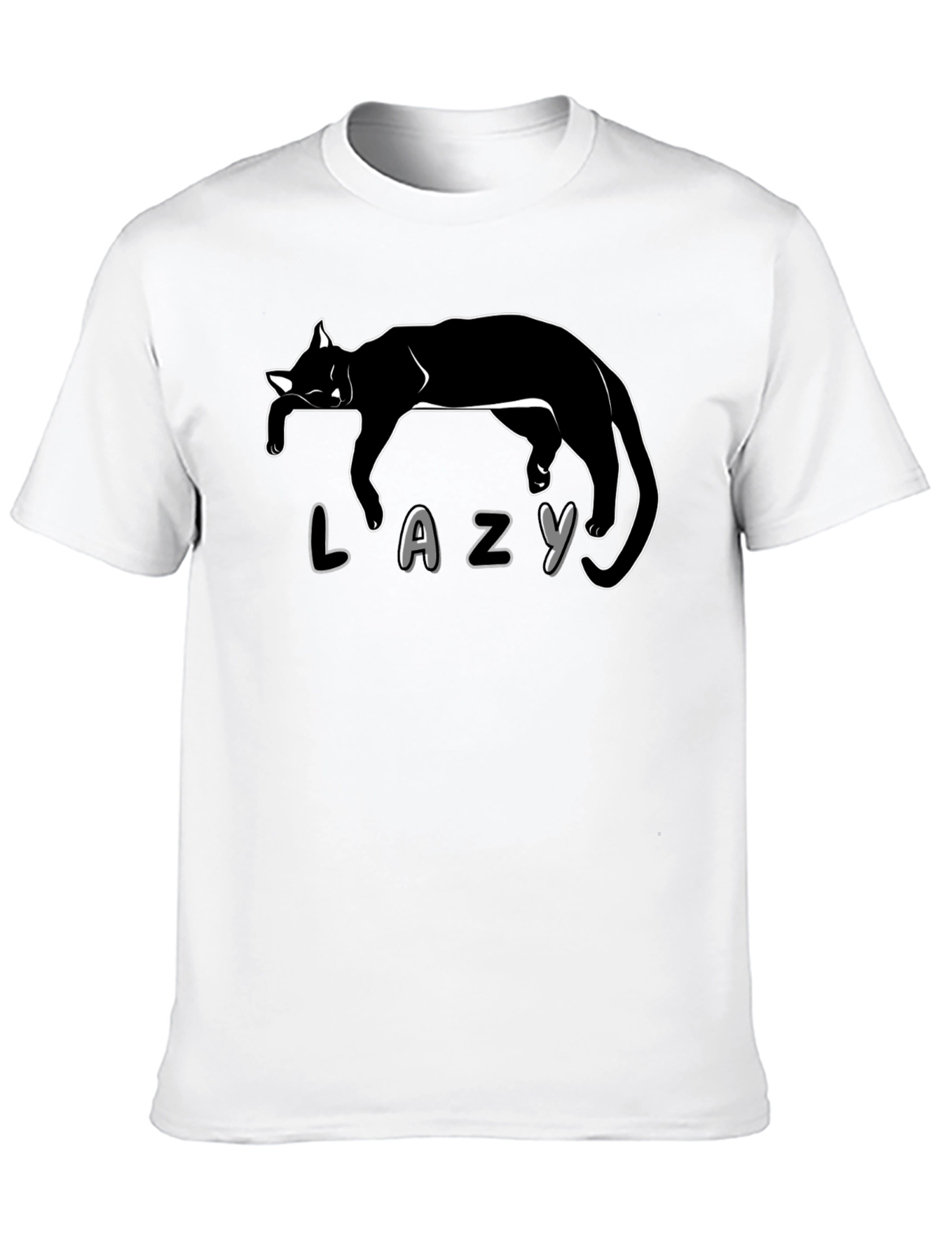 Lazy Cat Graphic T-Shirt - Unisex Black Tee