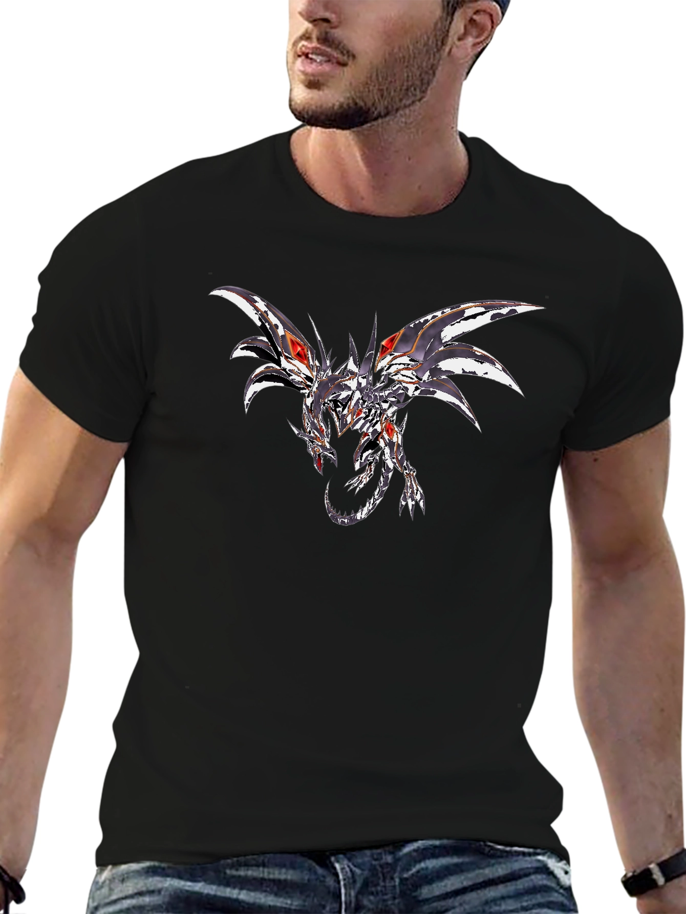 Dragon Graphic Print Black T-Shirt