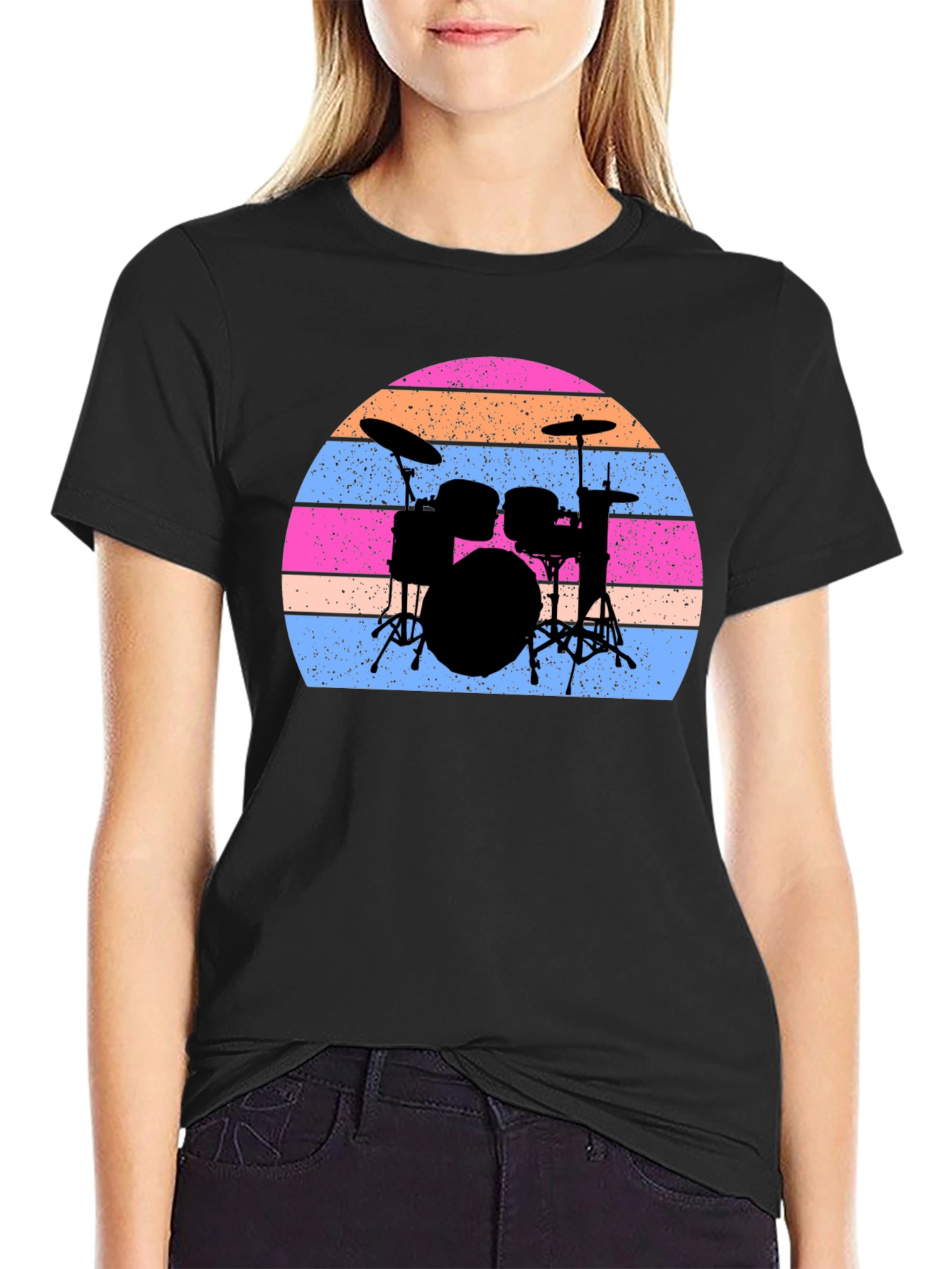 Drum Set Sunset Graphic Tee