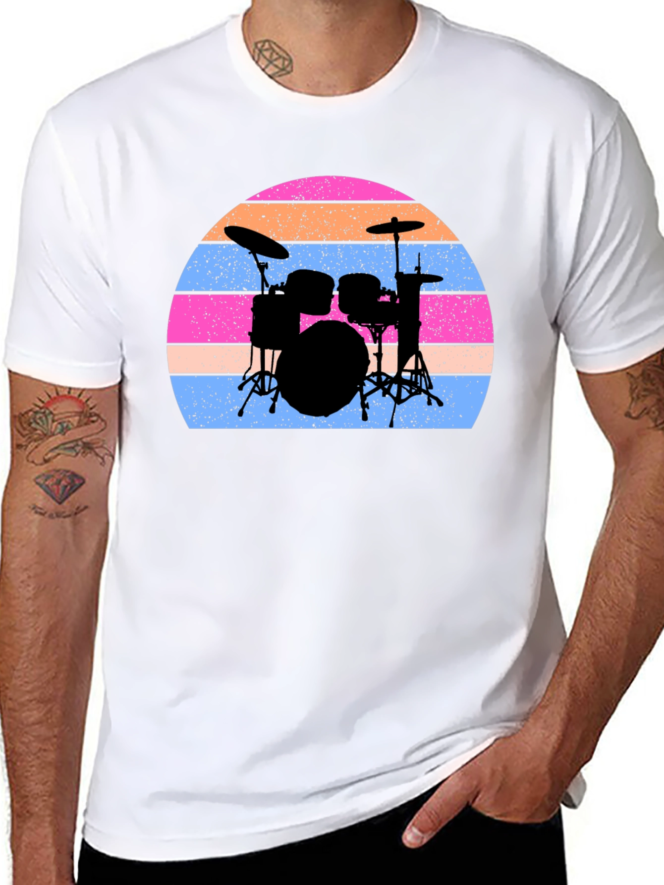 Drum Set Sunset Graphic Tee