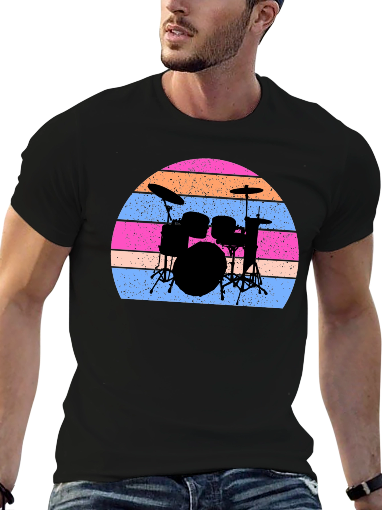 Drum Set Sunset Graphic Tee