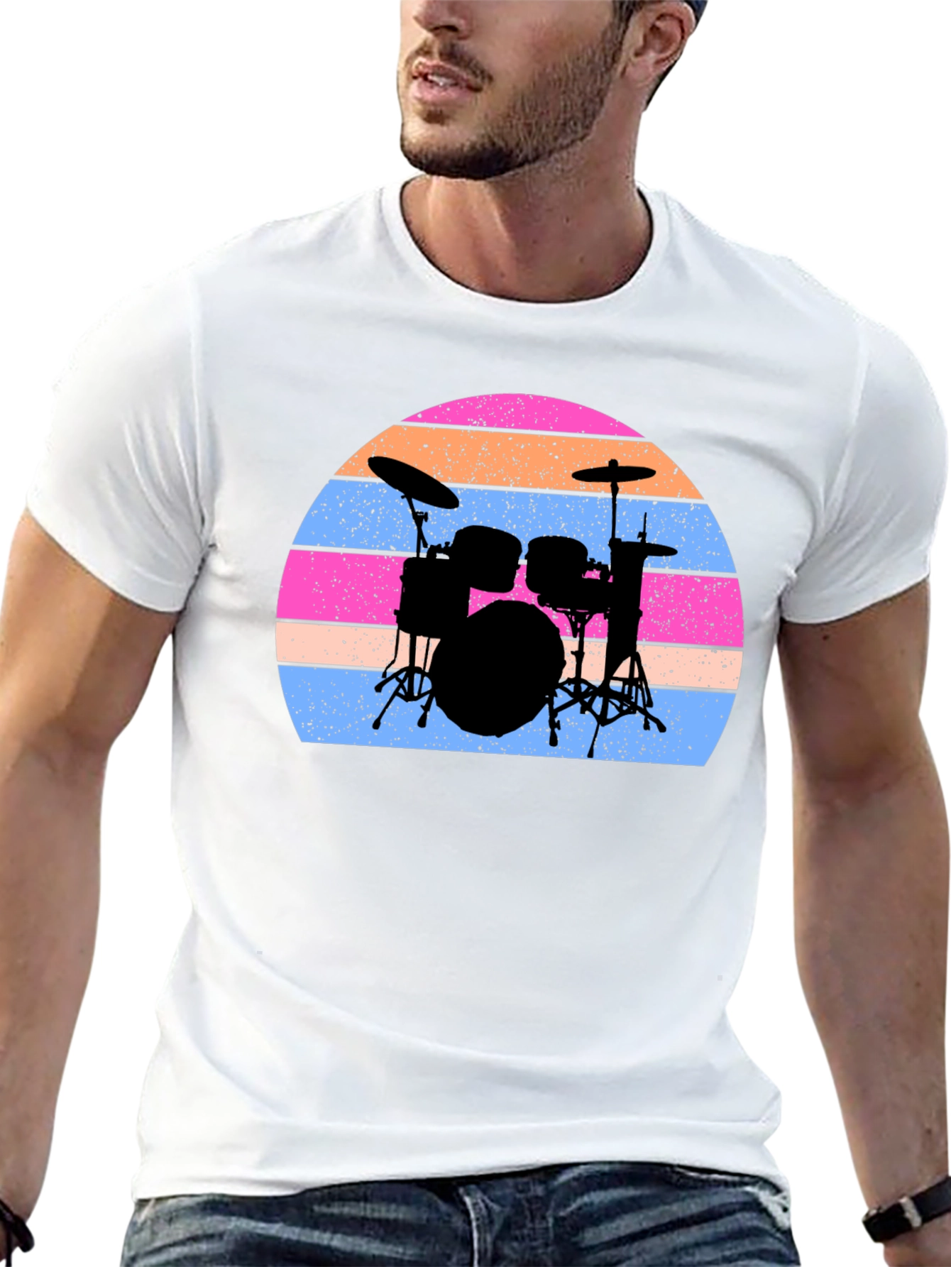 Drum Set Sunset Graphic Tee