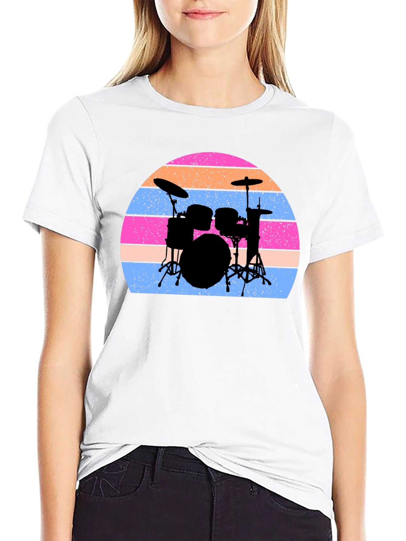Drum Set Sunset Graphic Tee
