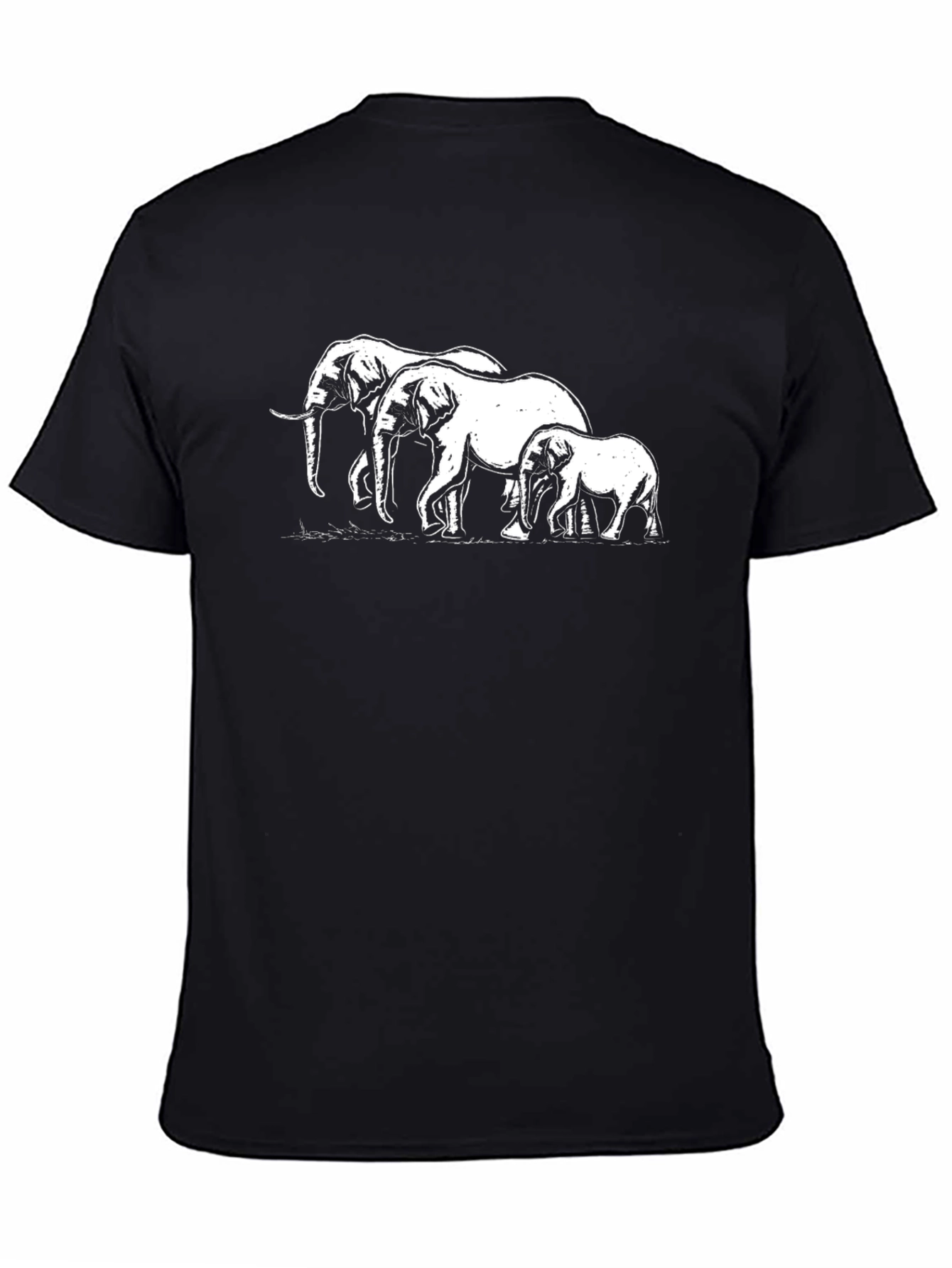 Elephant Family Graphic Tee - Black Cotton T-Shirt