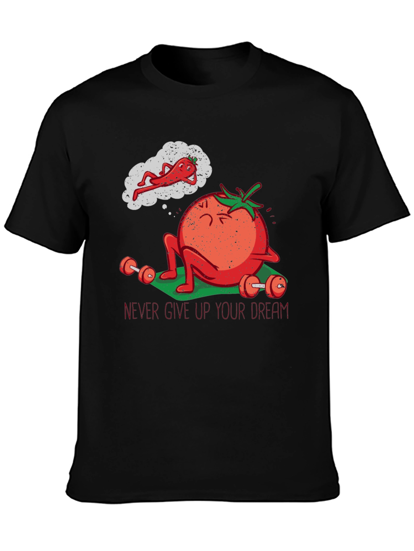 Tomato Gym Workout T-Shirt - Never Give Up!