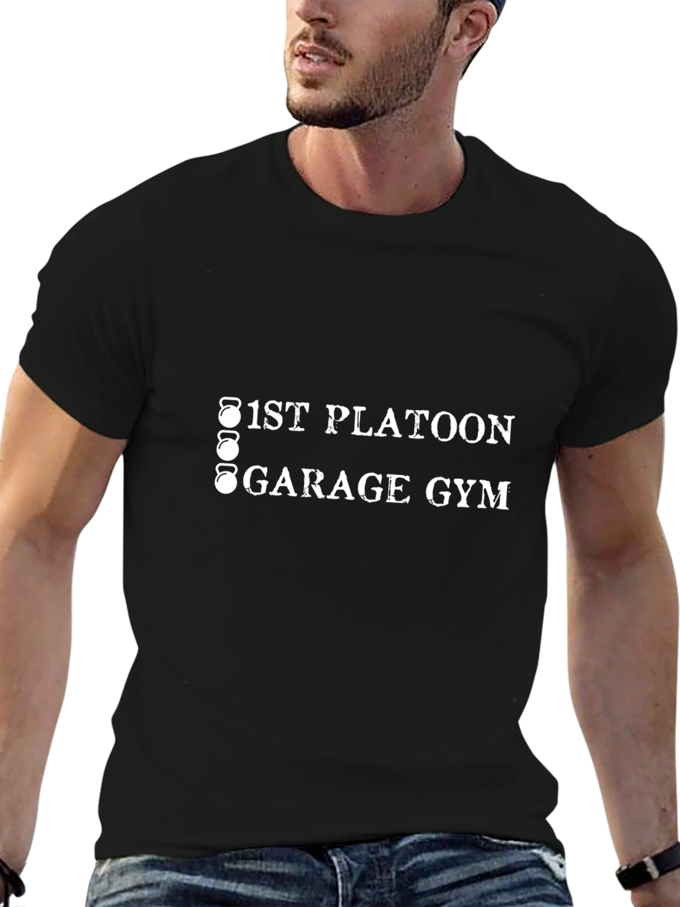 1st Platoon Garage Gym Black T-Shirt