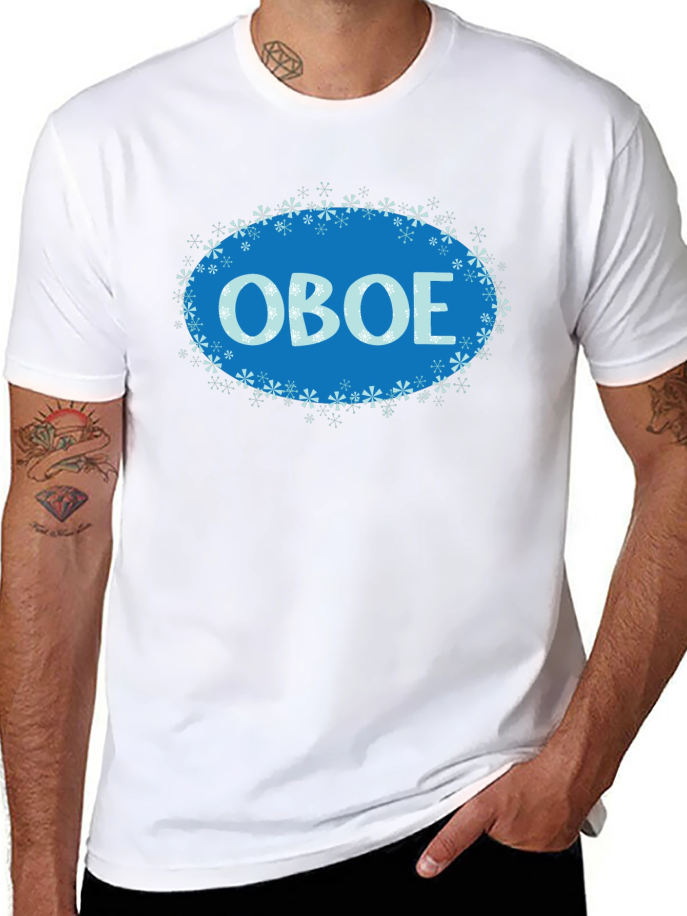 Oboe Snowflake T-Shirt - Musical Instrument Apparel
