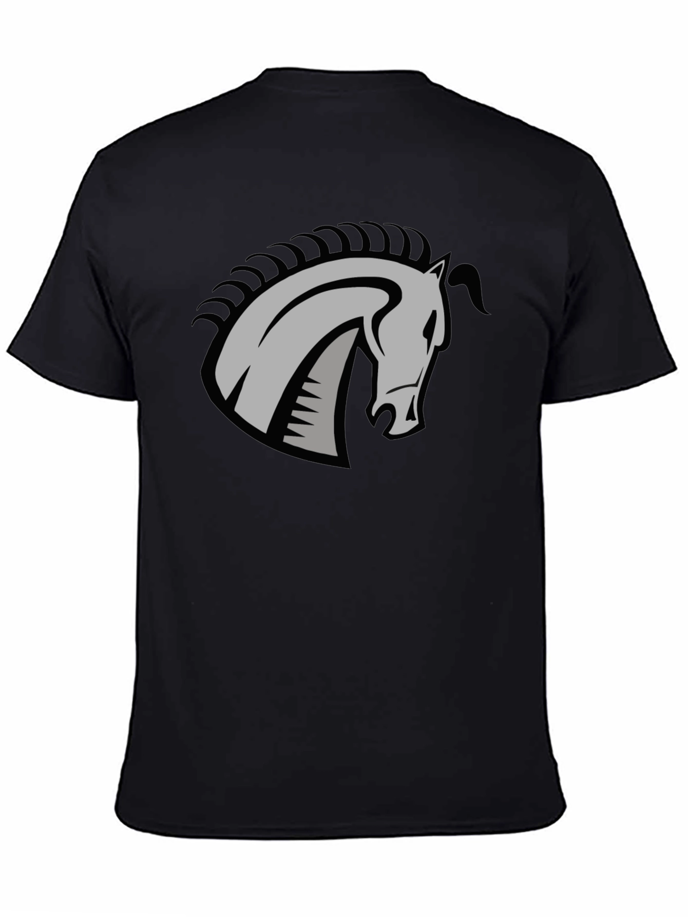 Black T-Shirt with Horse Head Graphic