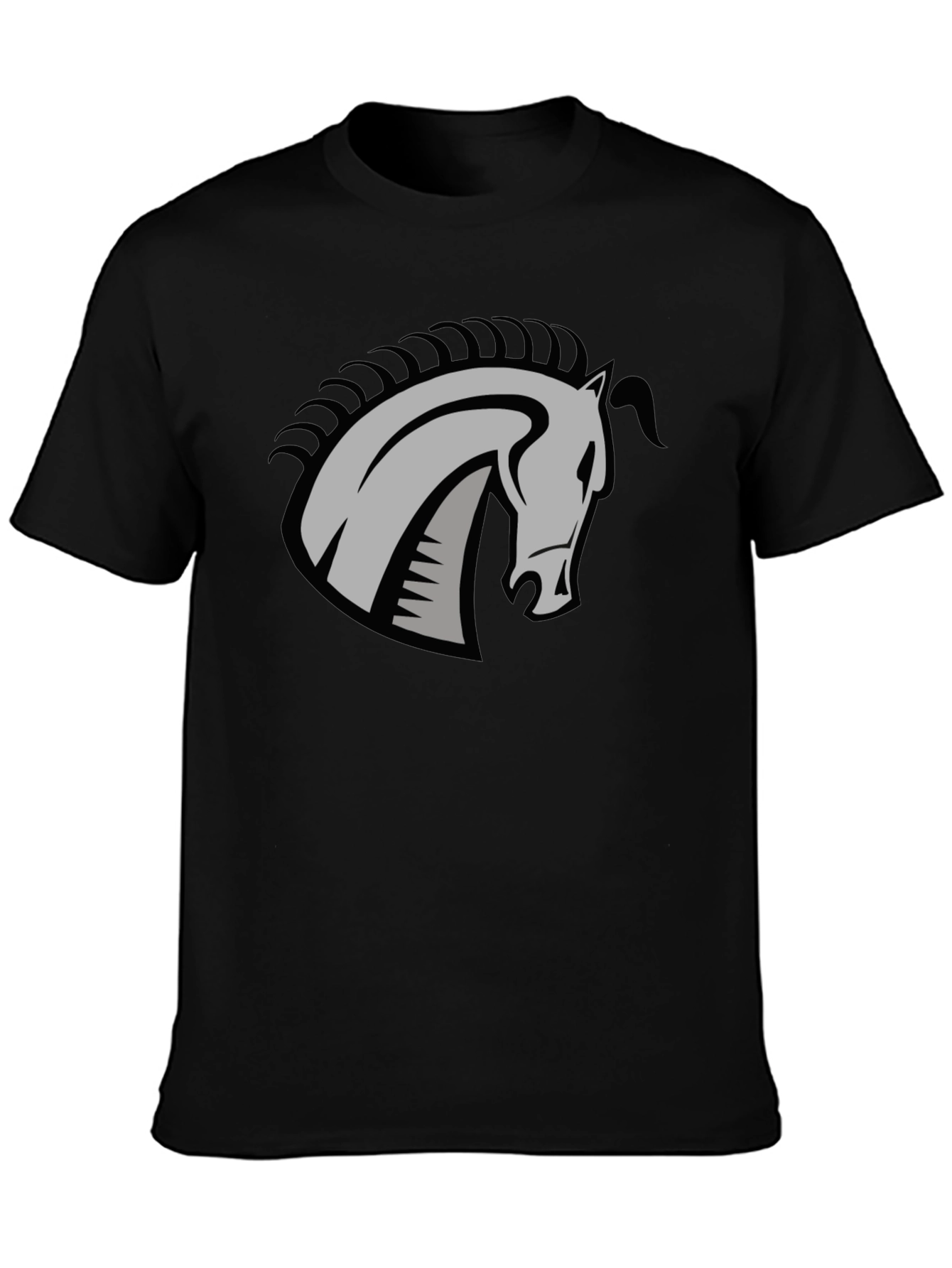 Black T-Shirt with Horse Head Graphic