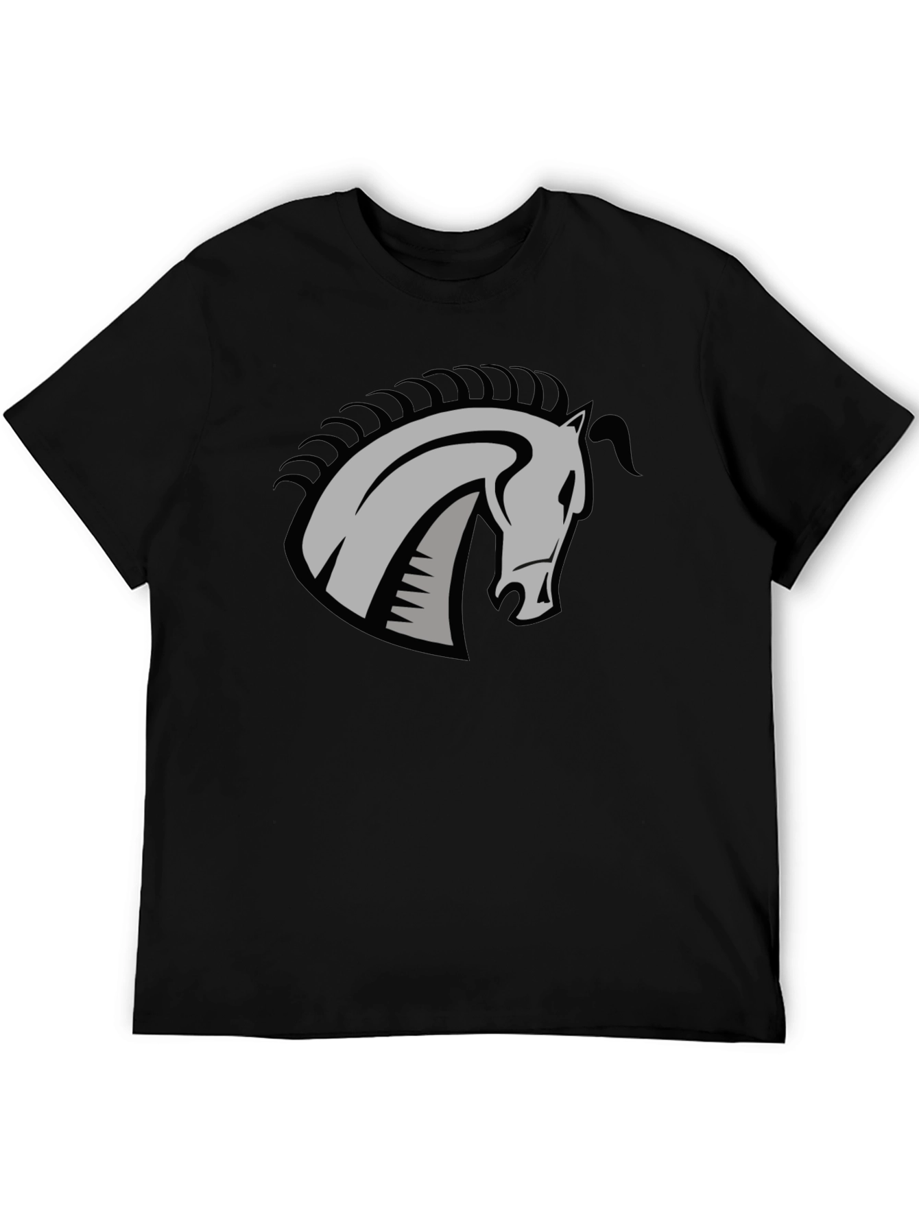 Black T-Shirt with Horse Head Graphic