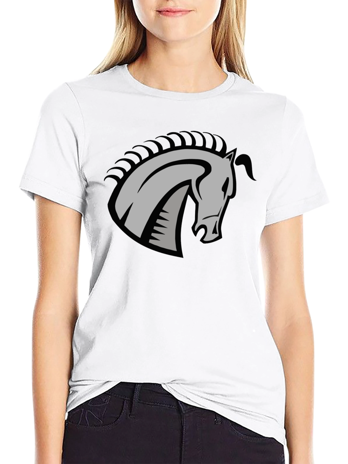Black T-Shirt with Horse Head Graphic