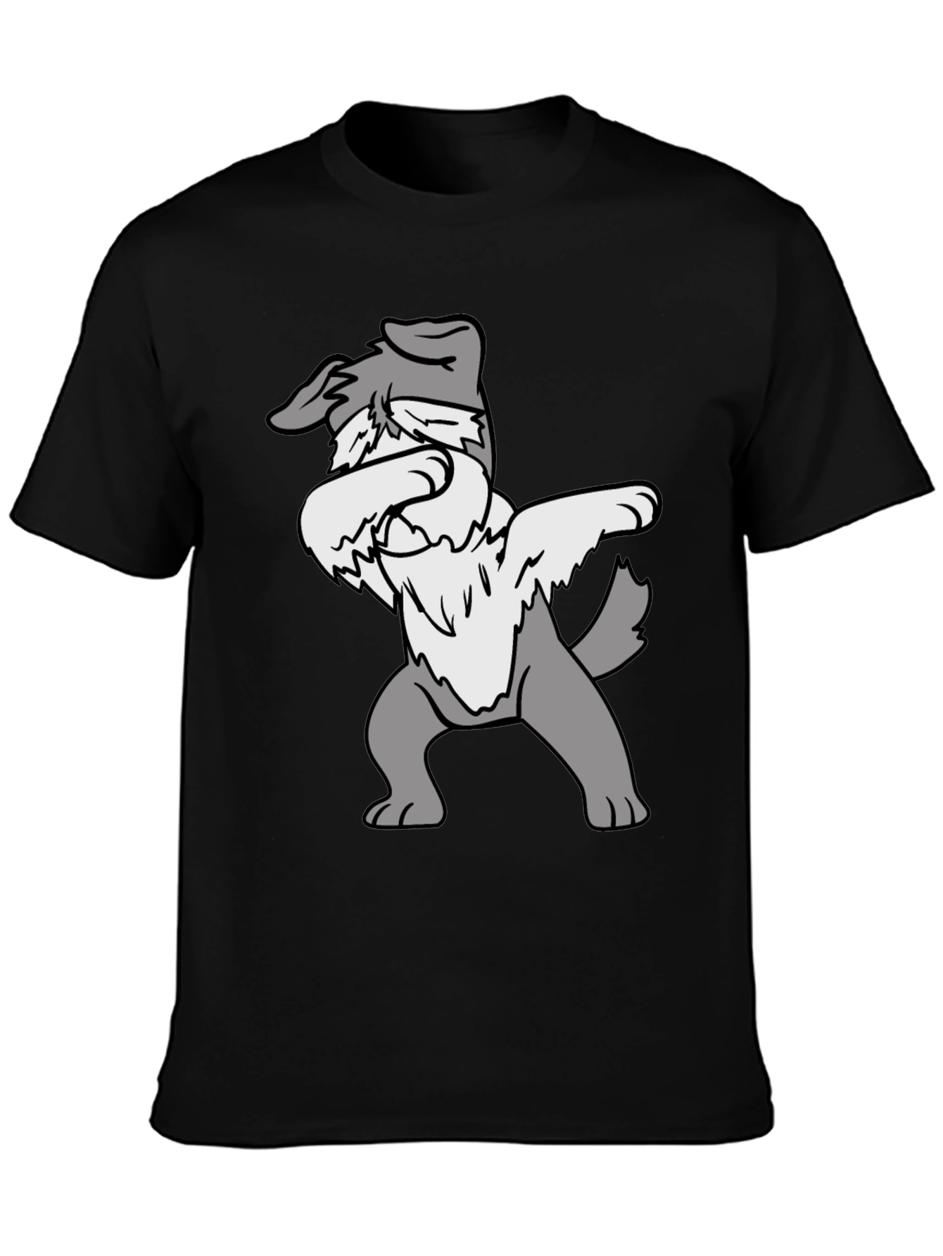 Dabbing Dog Graphic Tee - Black Cotton Casual Shirt
